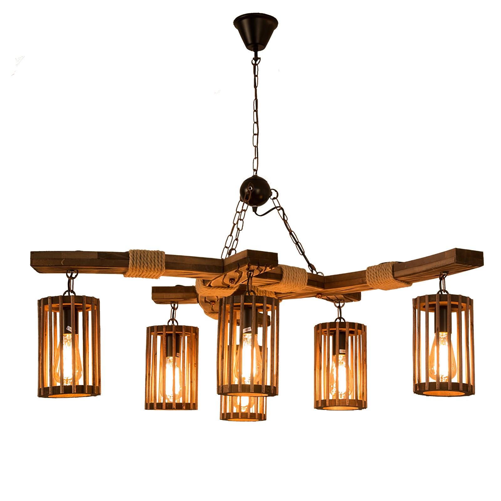 Retro Solid Wood Chandelier - Letslighting