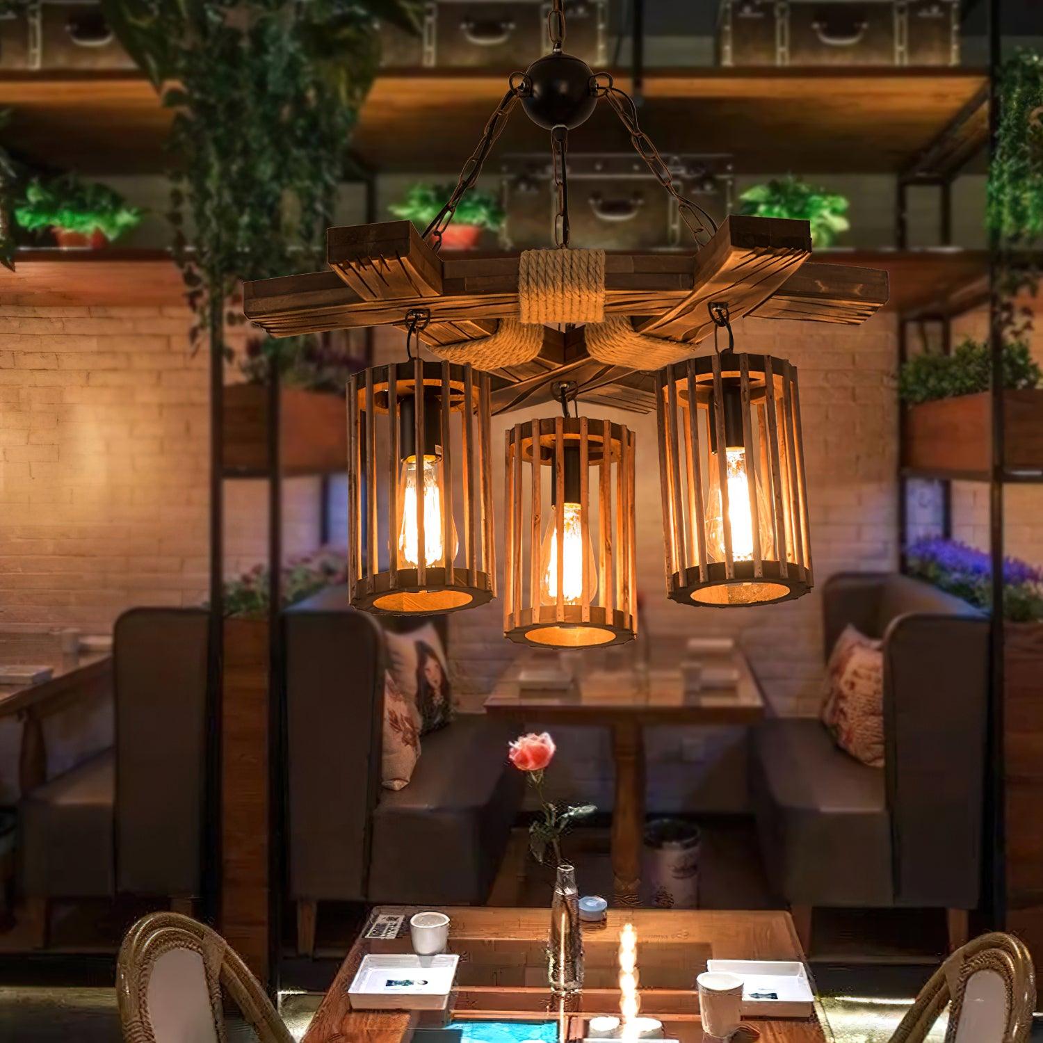 Retro Solid Wood Chandelier - Letslighting
