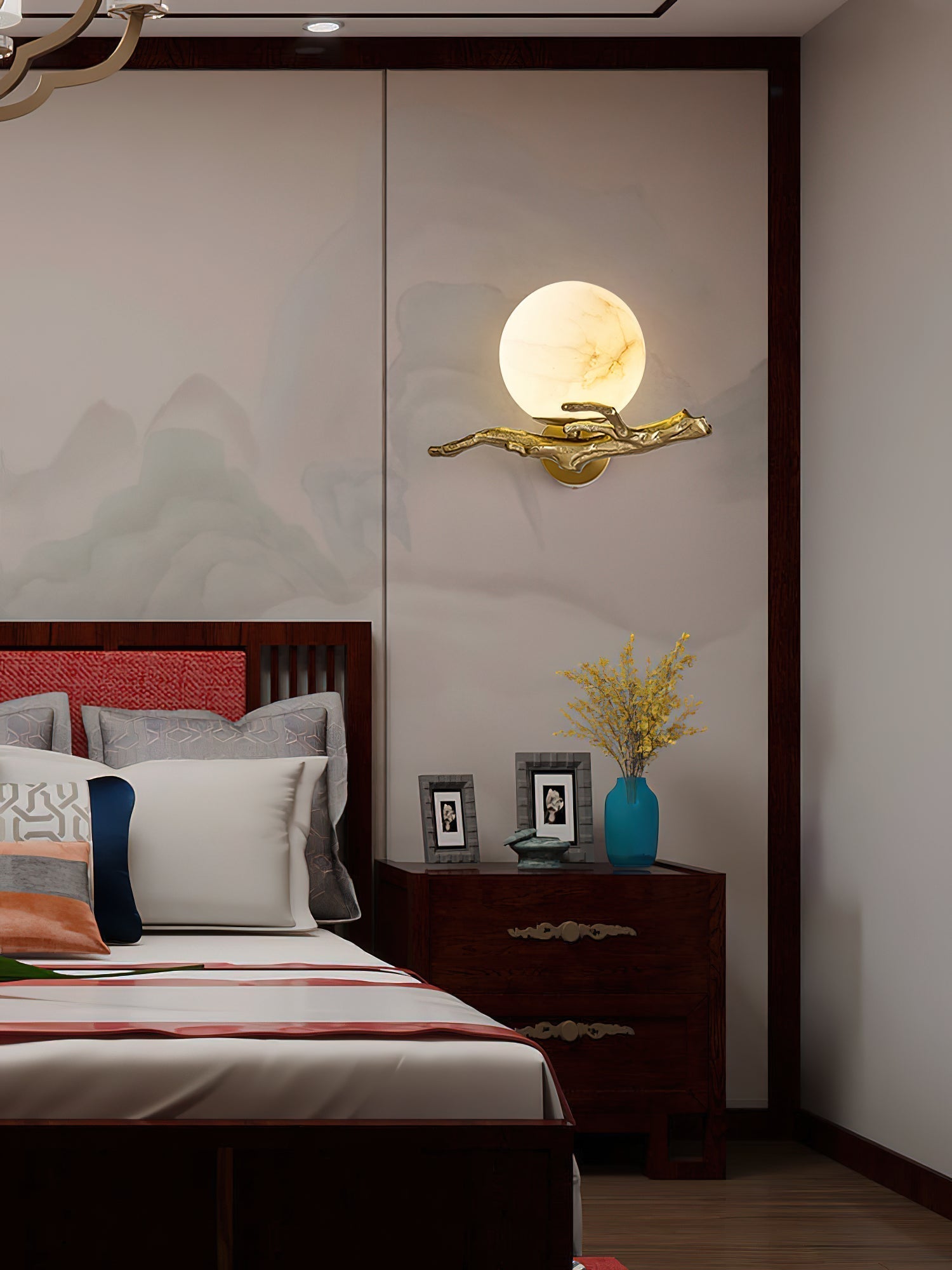 Ormirara Modern Minimalist Retro Twigs Alabaster Wall Lamp - Lamp Copper