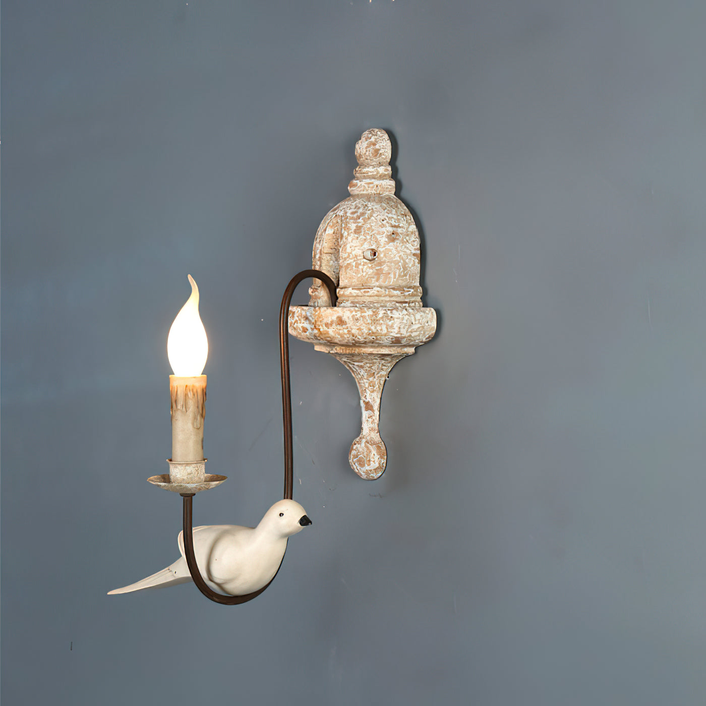 Syraean Vintage Retro Bird Metal Wooden Wall Lamp - Lamp Copper