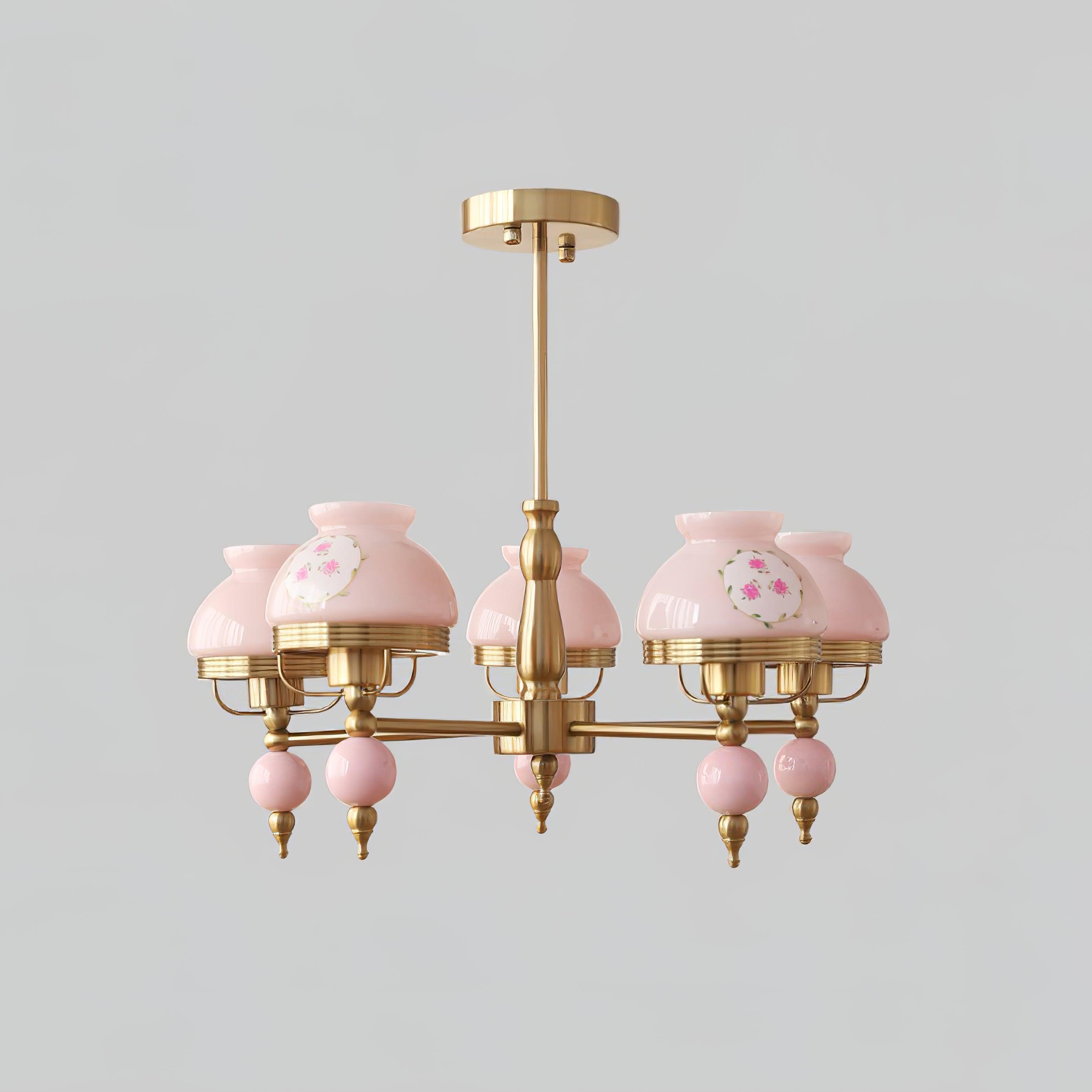 Chandelier Glass and Metal Fixture for Dining or Living Room Vintage - Letslighting