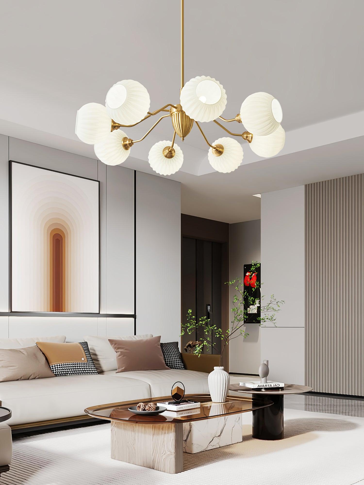 Ribbed Glass Ball Chandelier - Letslighting