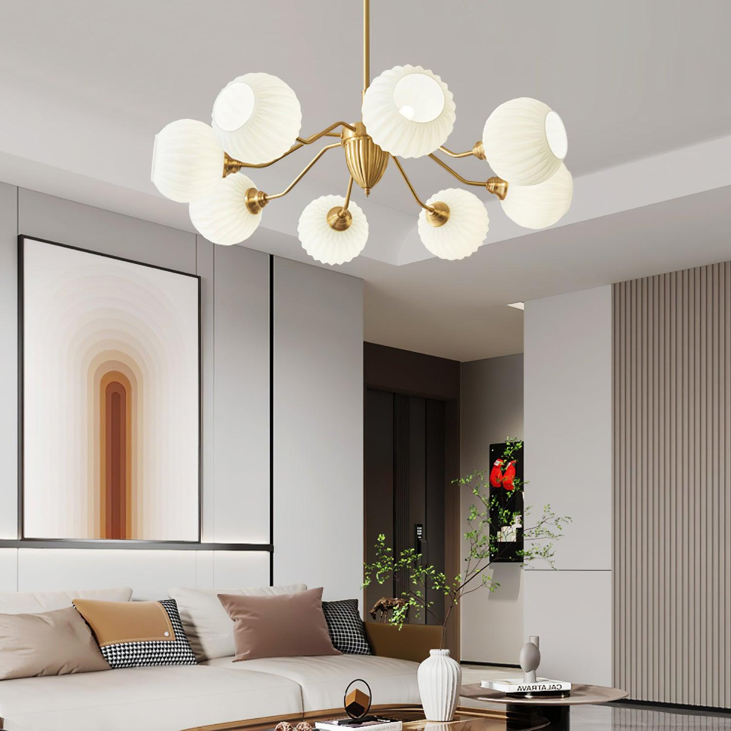 Ribbed Glass Ball Chandelier - Letslighting