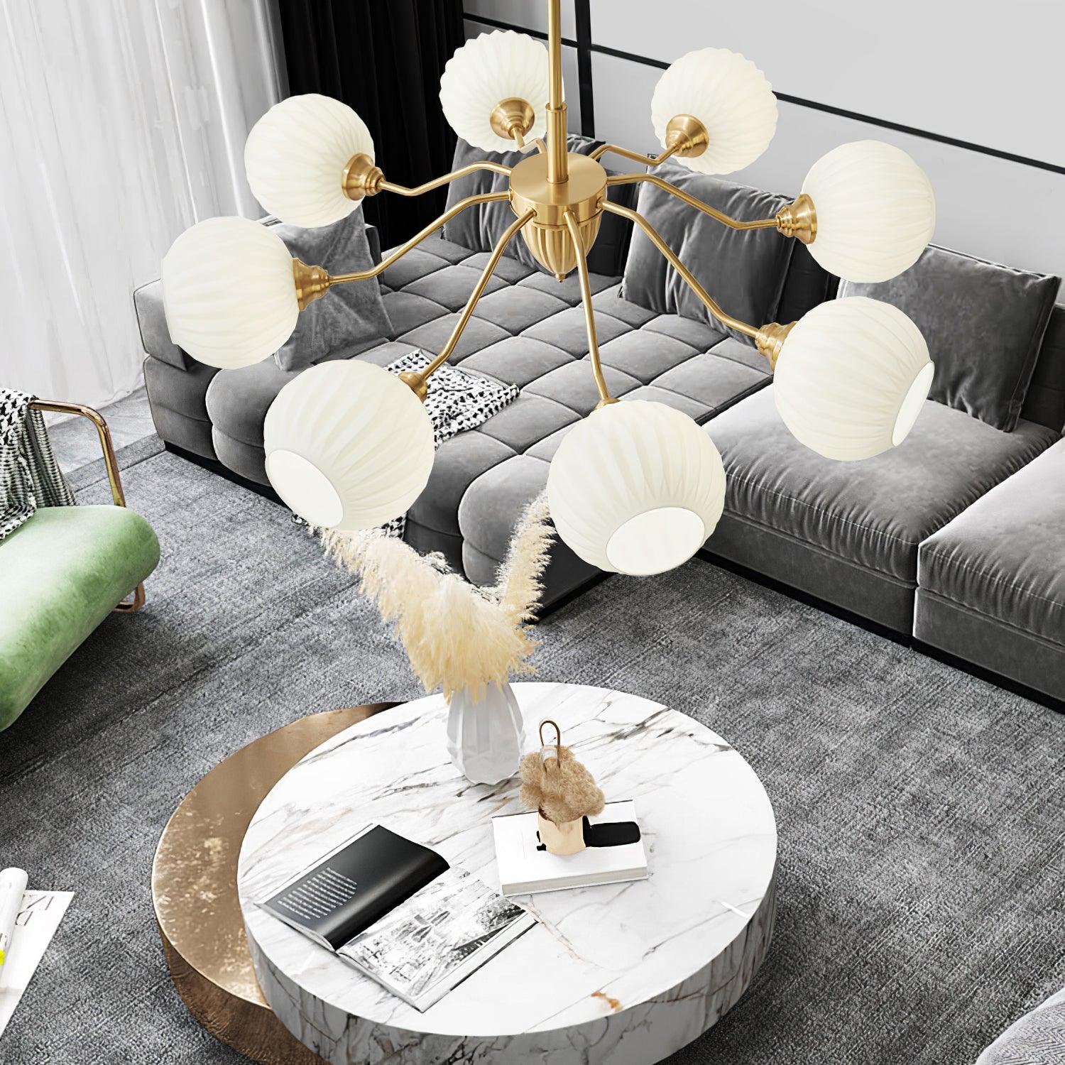 Ribbed Glass Ball Chandelier - Letslighting