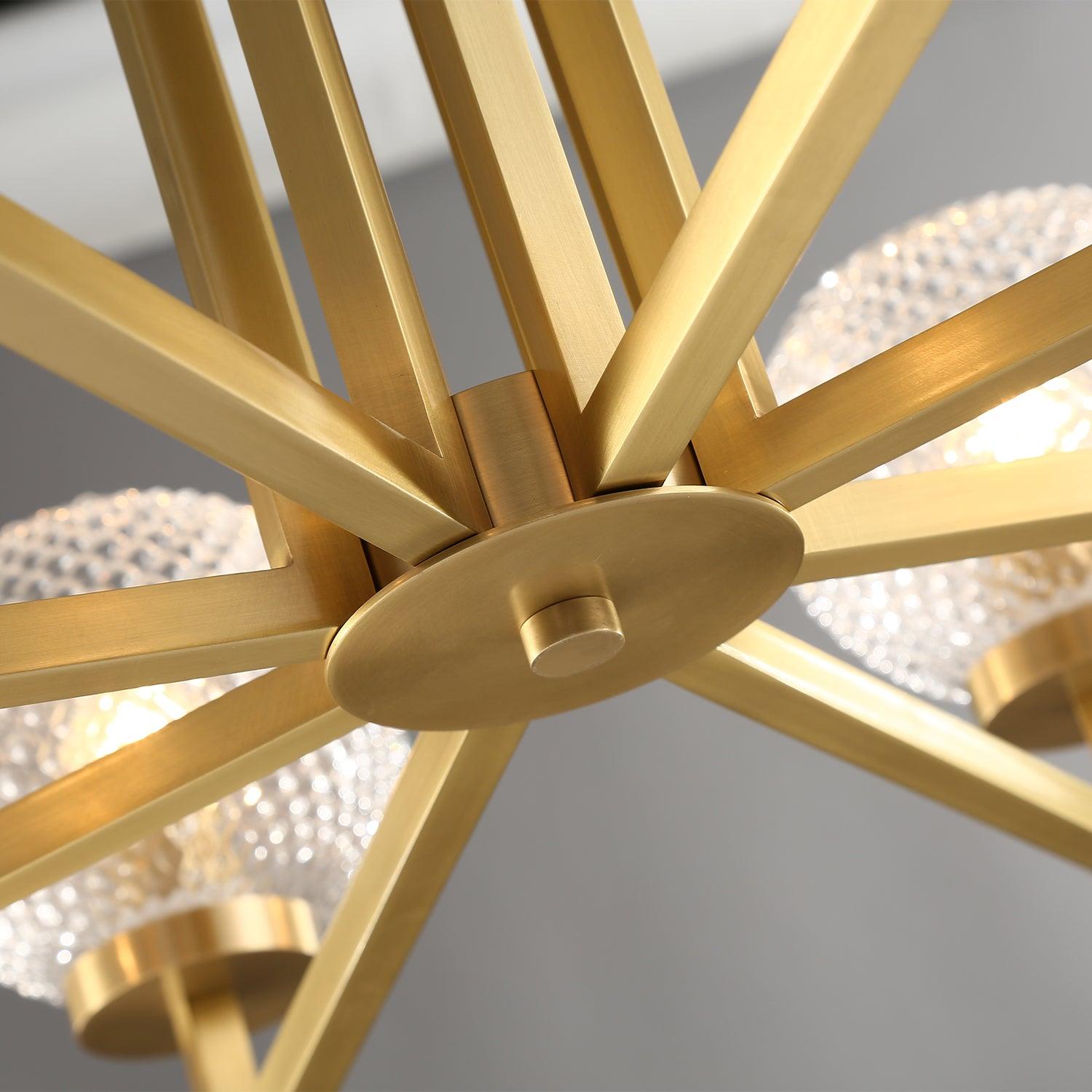 Ribbed Glass Brass Chandelier - Letslighting