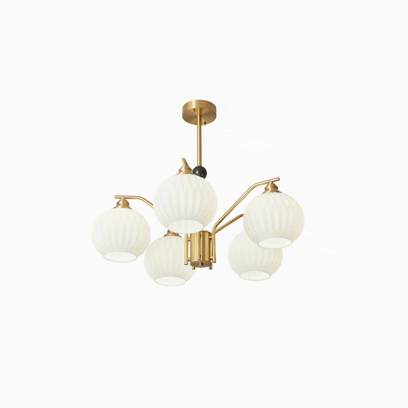 Ribbed Glass Gold Chandelier - Letslighting