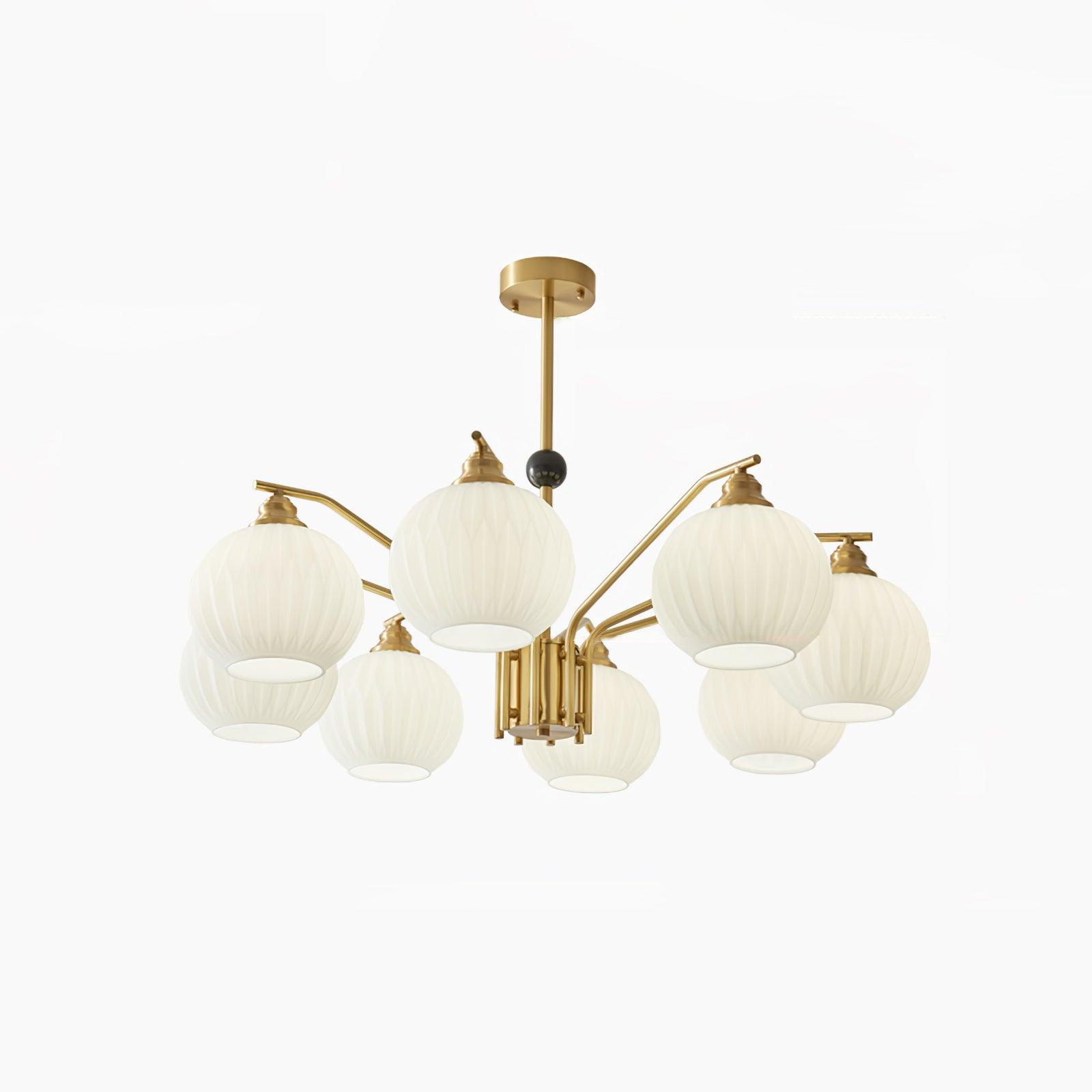 Ribbed Glass Gold Chandelier - Letslighting