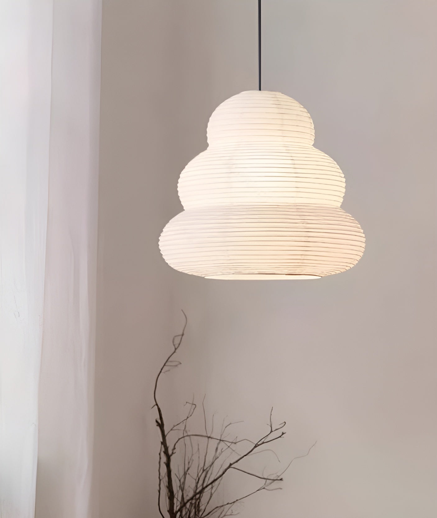 Solara Pendant Lamp Washi Paper Tiered Lantern Japanese Living Room - Letslighting