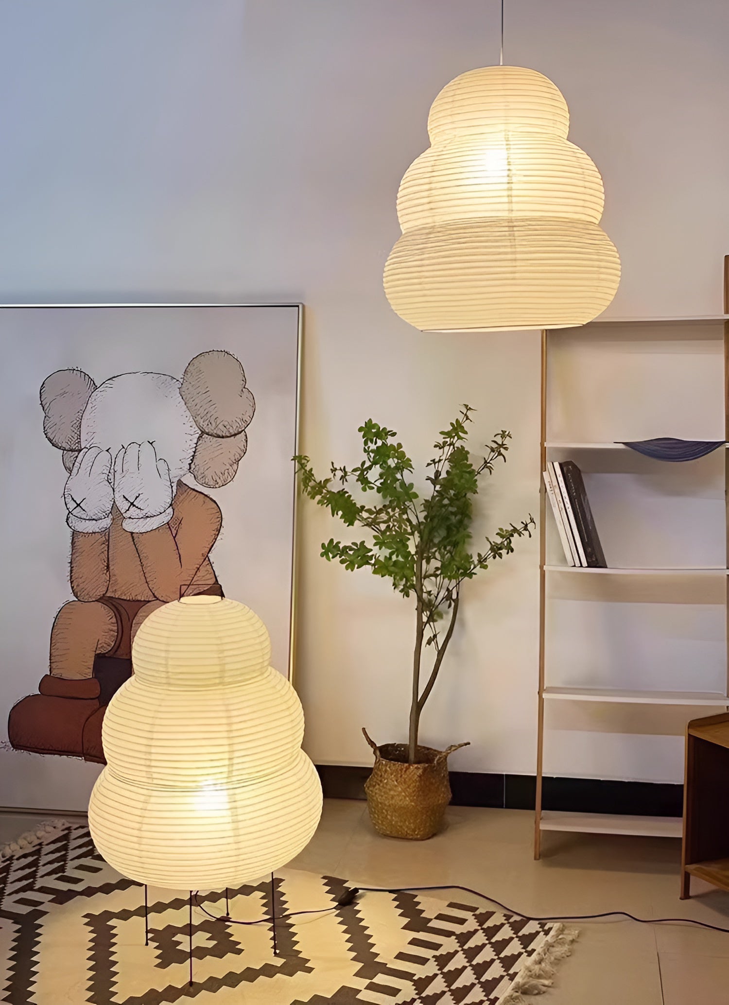 Solara Pendant Lamp Washi Paper Tiered Lantern Japanese Living Room - Letslighting