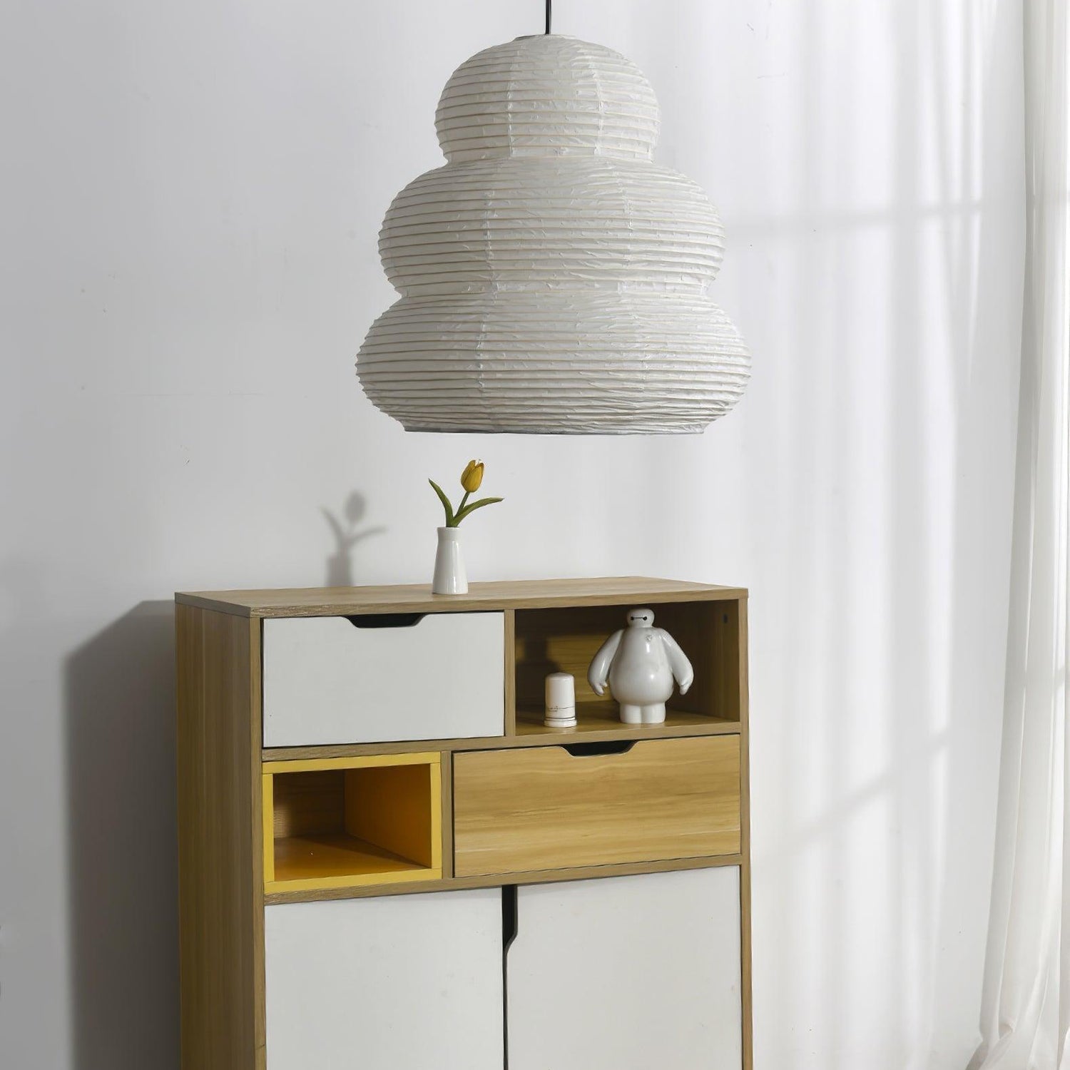 Solara Pendant Lamp Washi Paper Tiered Lantern Japanese Living Room - Letslighting