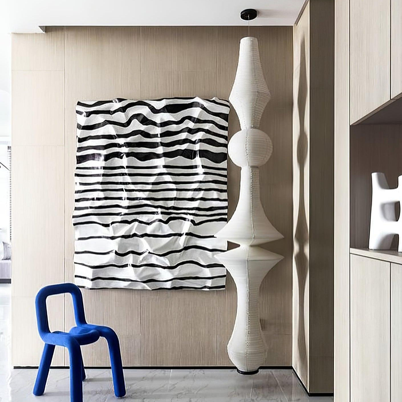 Ritta Lámpara Colgante Vertical Escultural de Papel