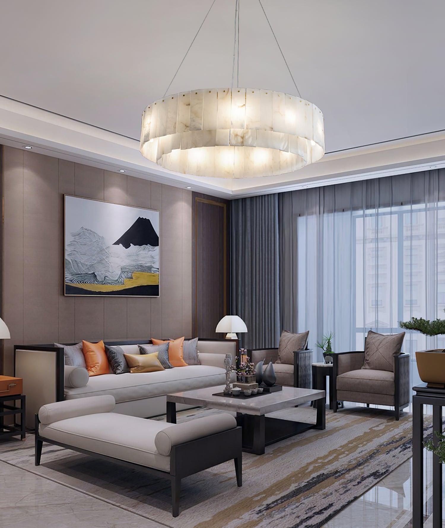 Zelaean Alabaster Round Pendant Light - Letslighting