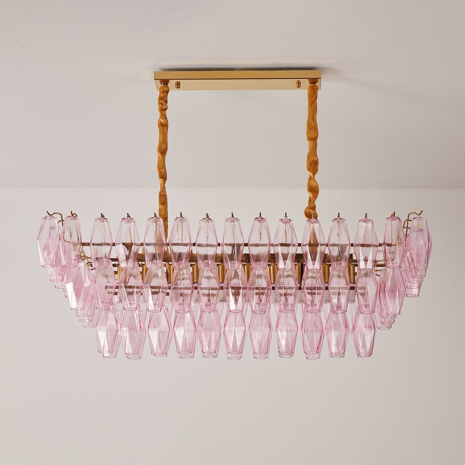 Aurora Chandelier Rose Prism Glass Rectangular Layered - Letslighting