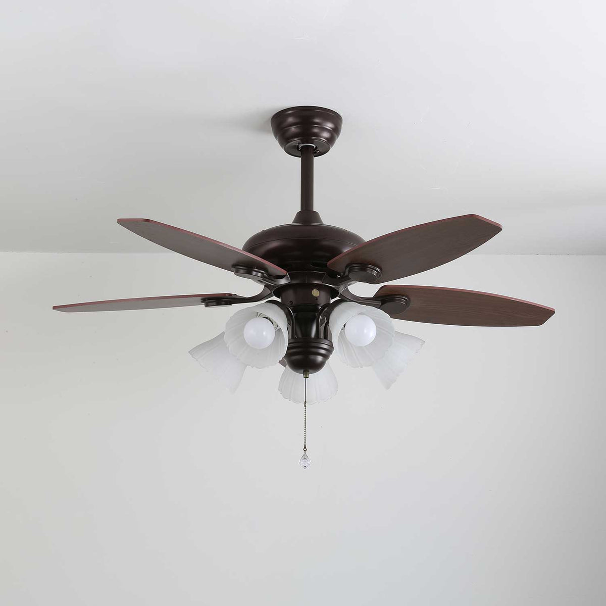 Lámpara Ventilador de Techo Florence Vintage de Madera y Cristal