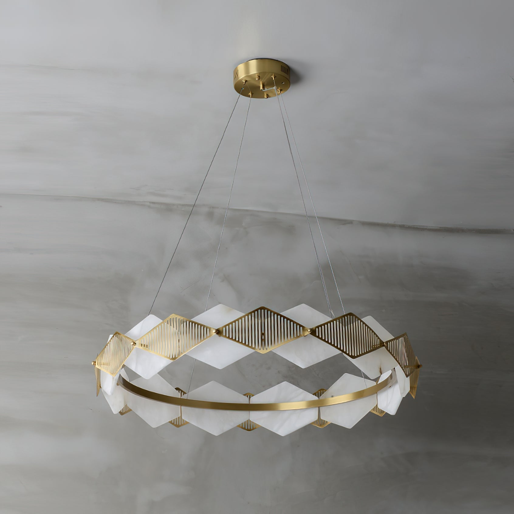 Etalarae Modern Minimalist Rote LED Alabaster Chandelier - Lamp Copper