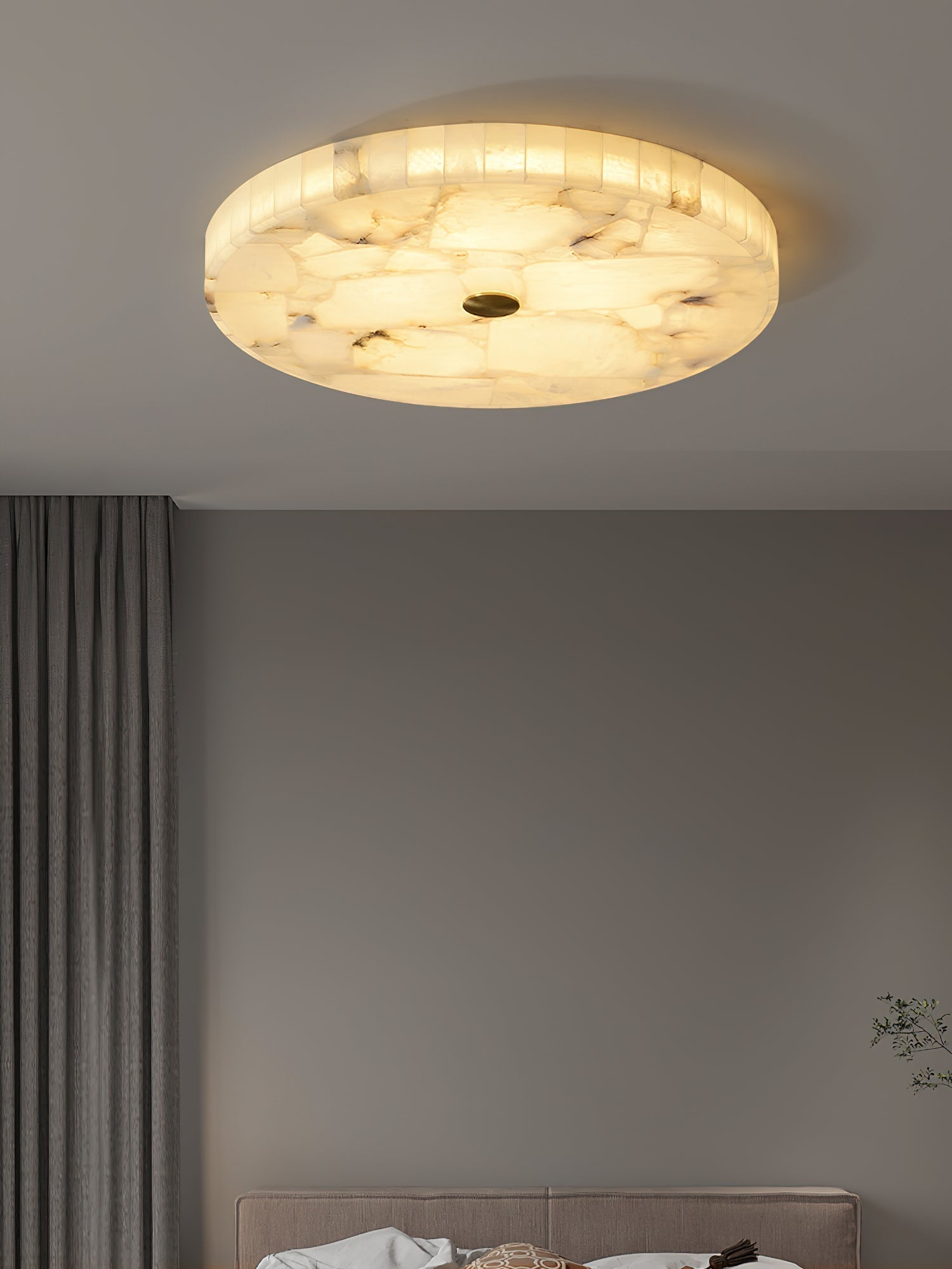 Vosilis Modern Minimalist Round Alabaster Ceiling Lamp - Lamp Copper