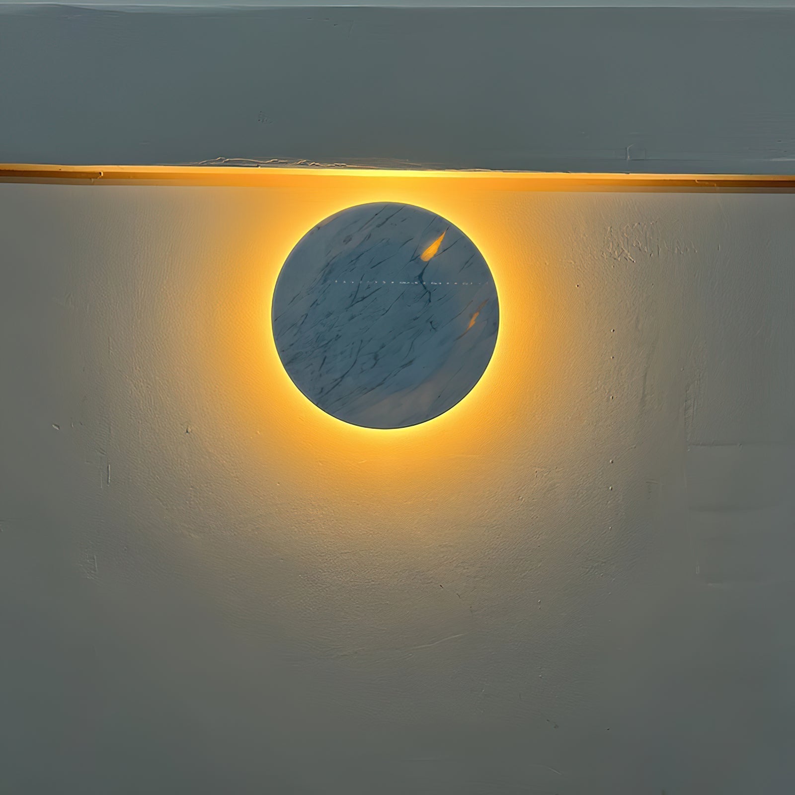 Vasilora Modern Minimalist Round White Marble Sconce Wall Lamp - Lamp Copper