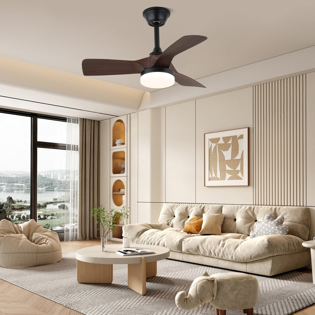 Vista detallada del mando a distancia del ventilador de techo Orlen con luz