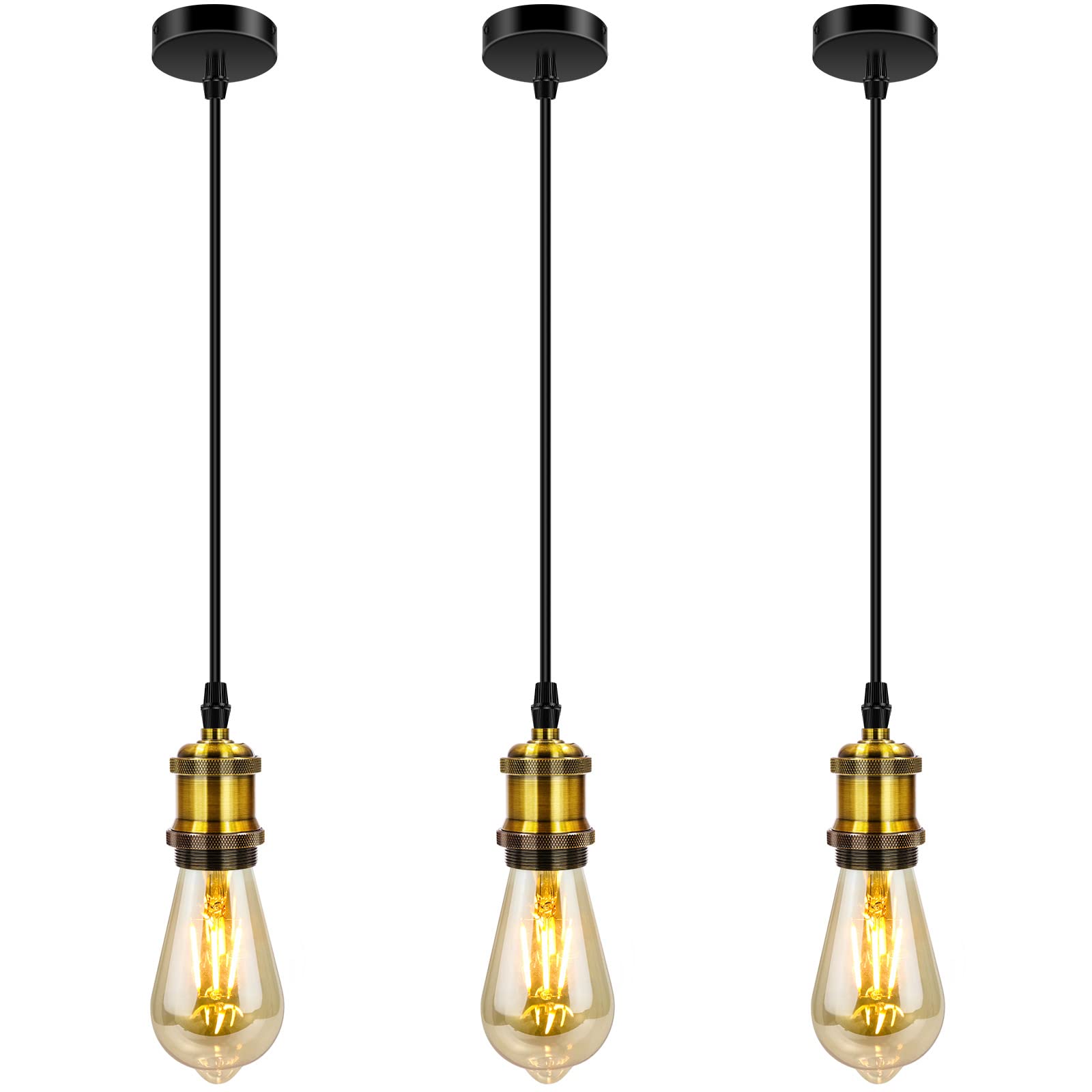 Silva Retro Lámpara colgante Negro/Oro Metal Vidrio Dormitorio