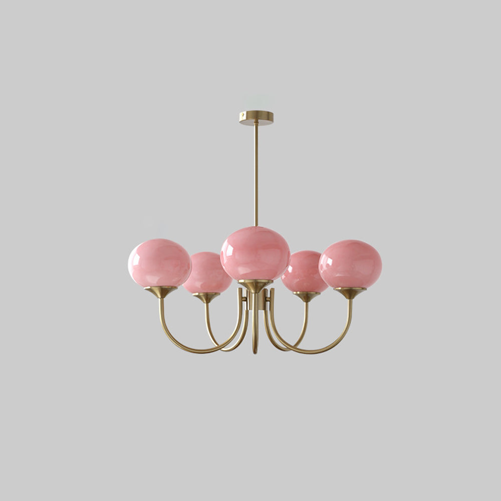 Valentina Diseño Bola Metal/Vidrio Lámpara de Araña Blanca/Rosa/Beige