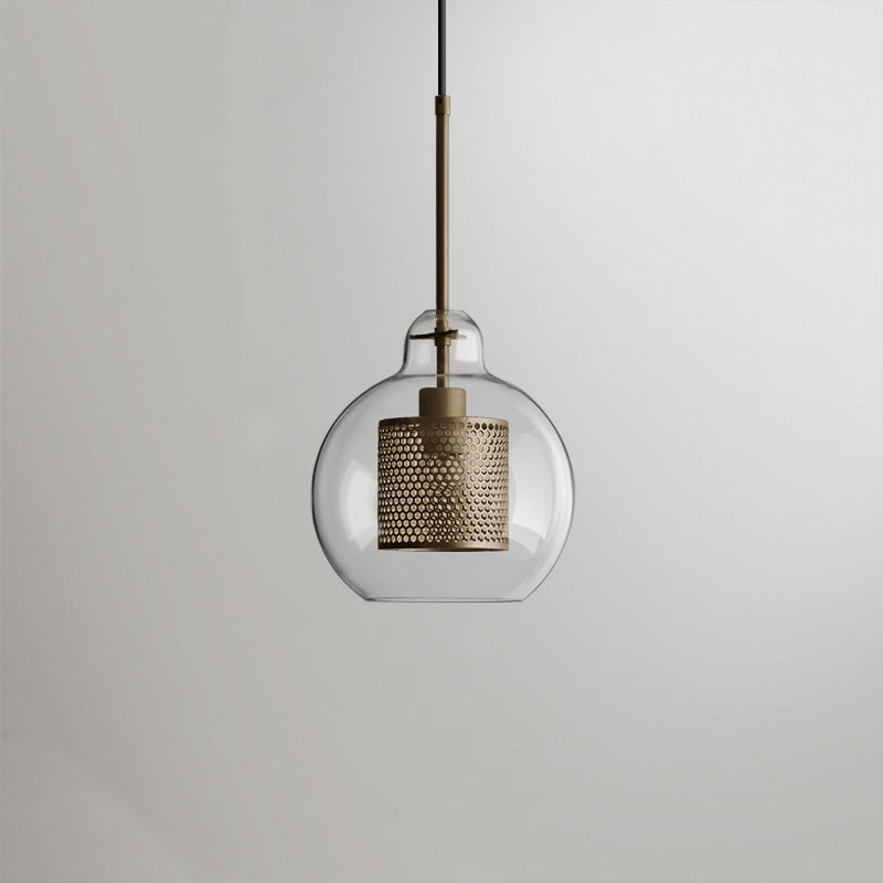 Arisha Industrial Bola/Cilíndrica Vidrio/Metal Lámpara Colgante Plata/Dorada