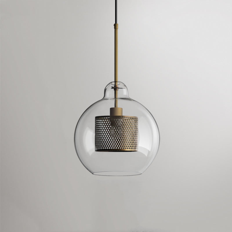 Arisha Industrial Bola/Cilíndrica Vidrio/Metal Lámpara Colgante Plata/Dorada