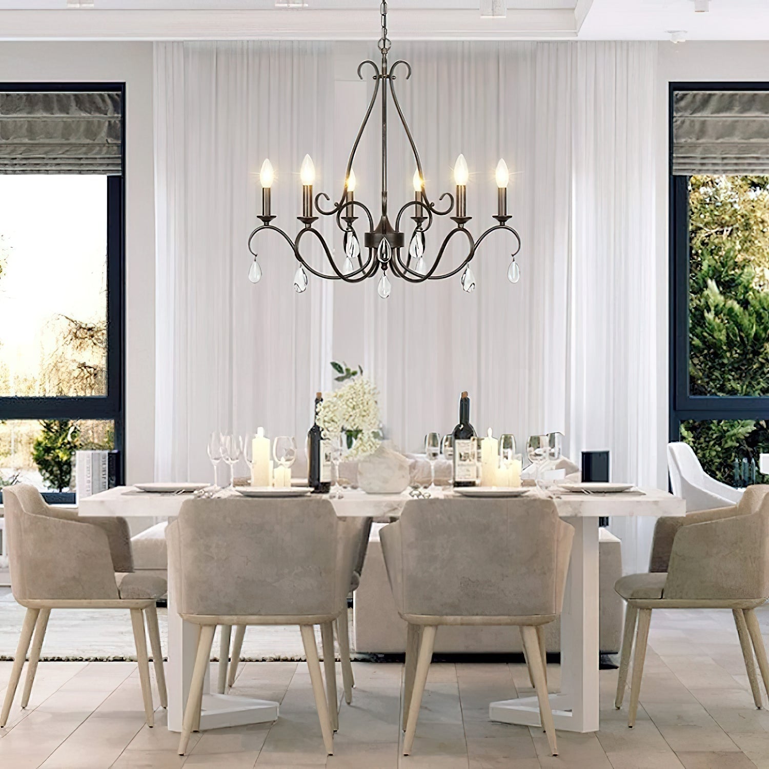 Uzorus Vintage Industrial Metal Crystal Chandelier - Lamp Copper