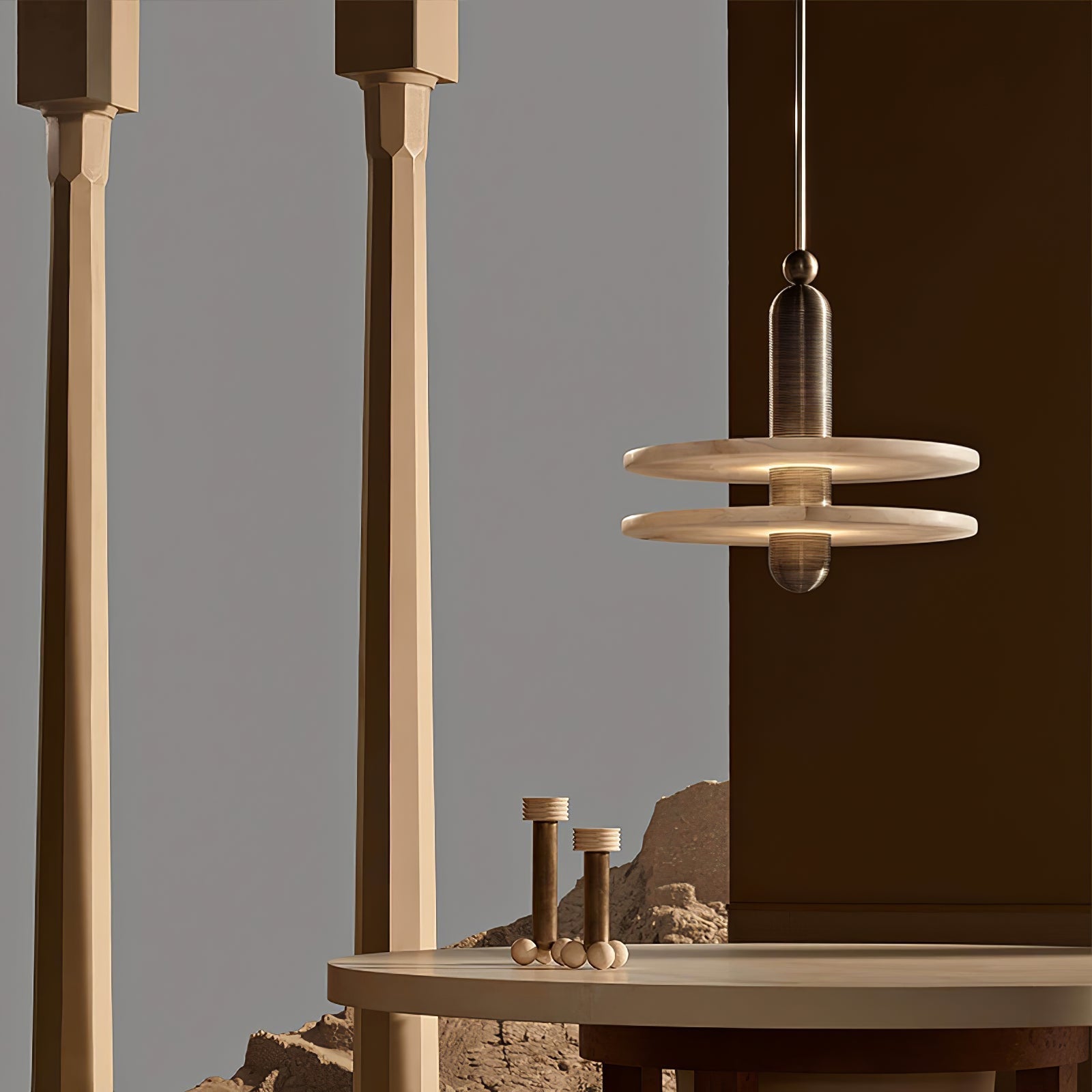 Orion Brushed Brass Alabaster Pendant Light - Letslighting