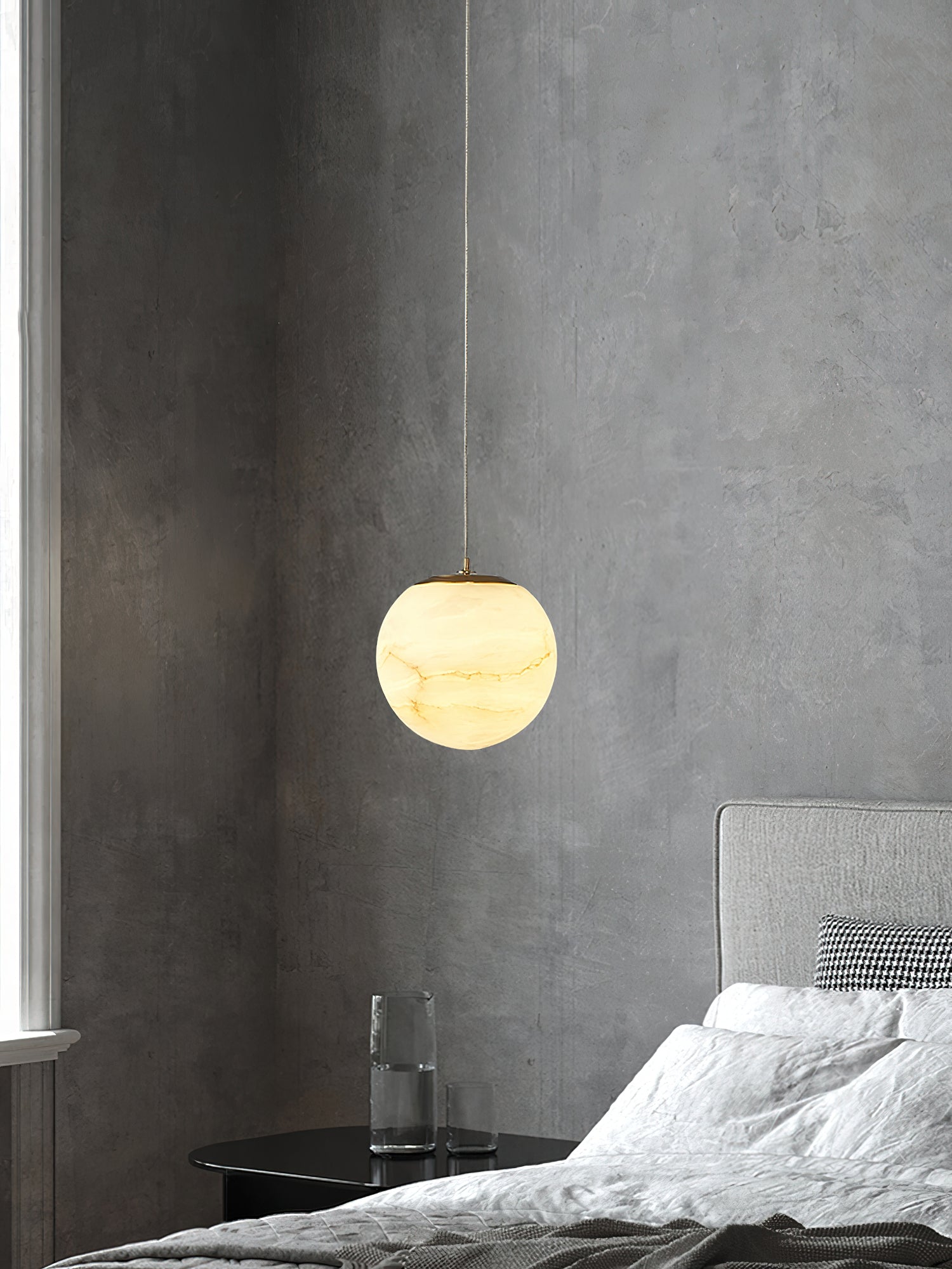 Uphaara Modern Minimalist Alabaster Pendant Light - Lamp Copper