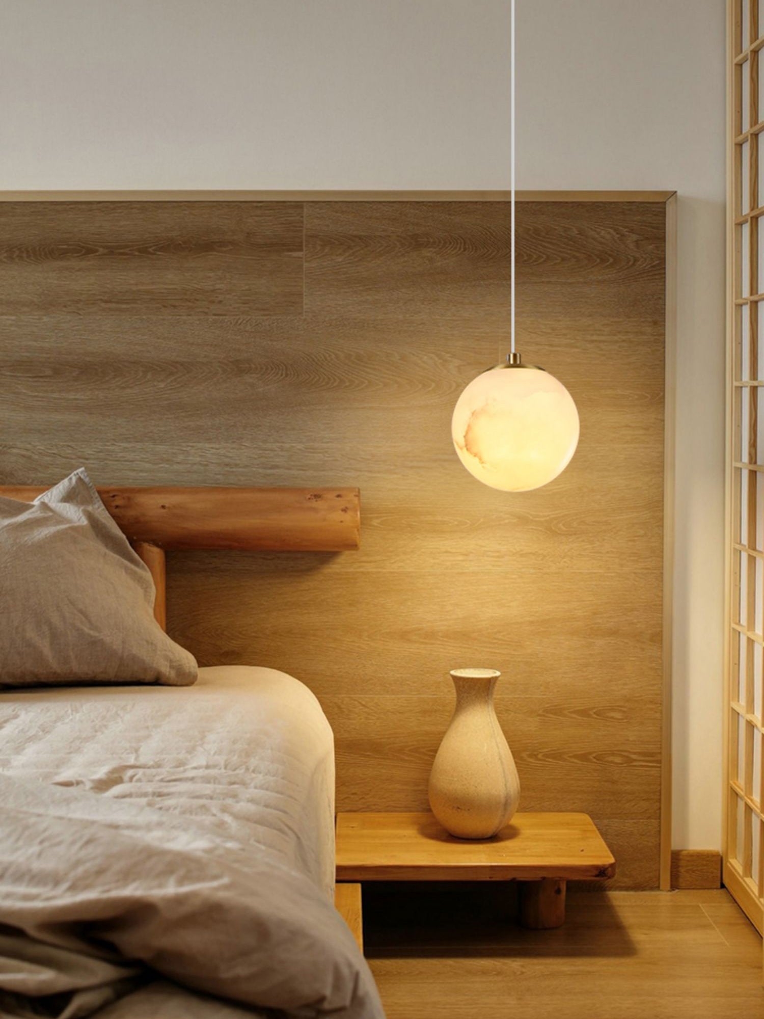 Uphaara Modern Minimalist Alabaster Pendant Light - Lamp Copper