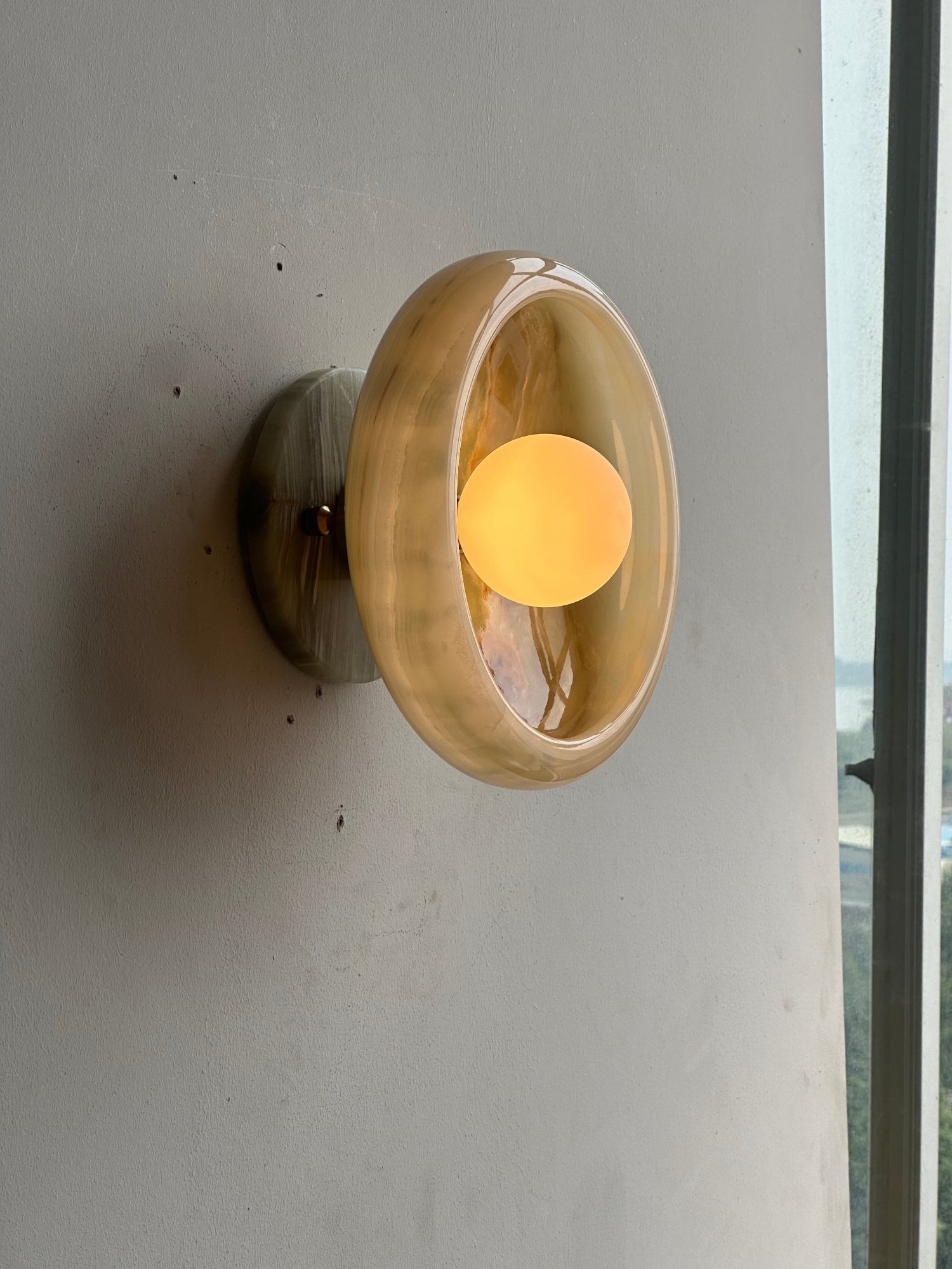 Piedra Modern Minimalist Marble Glass Wall Lamp - Lamp Copper