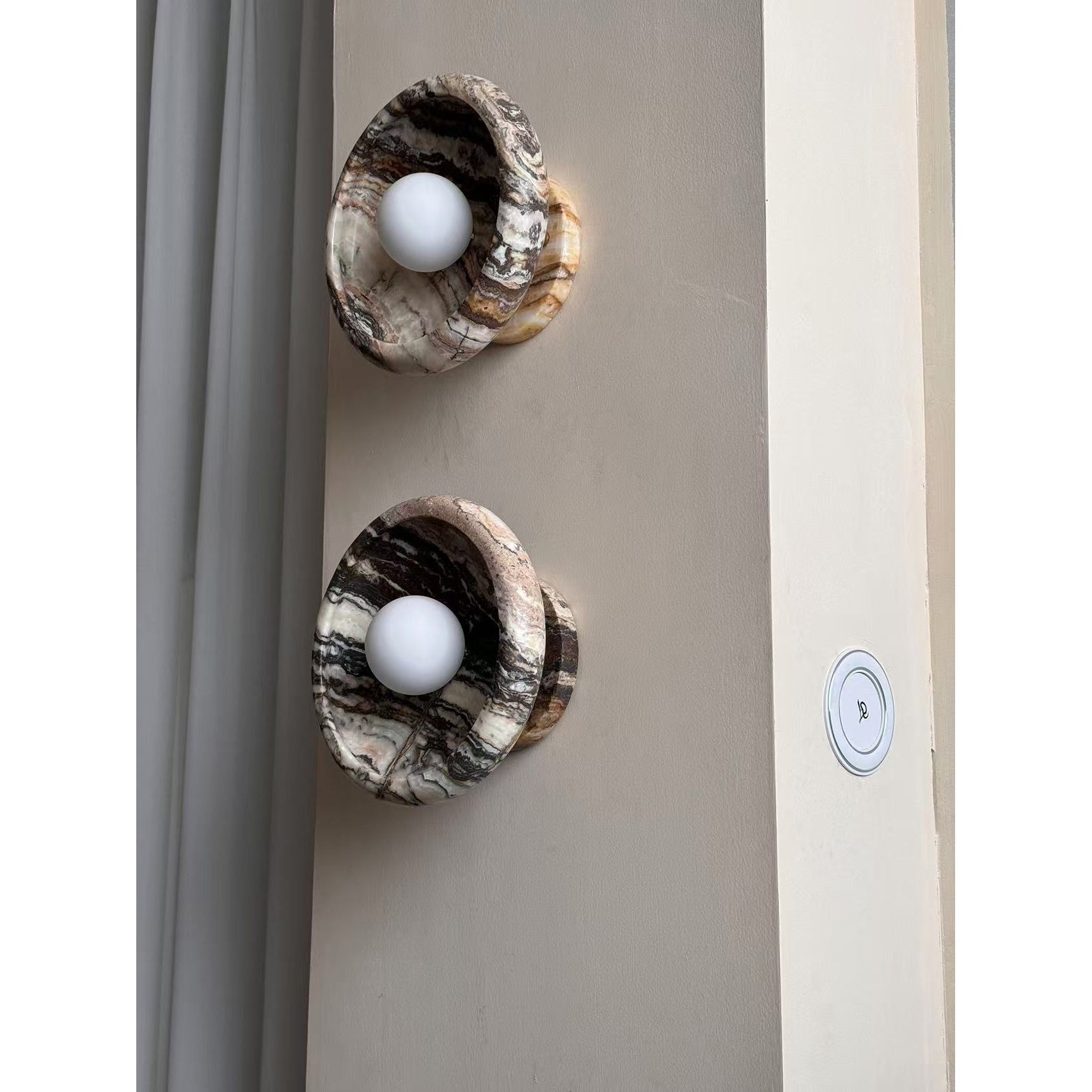 Piedra Modern Minimalist Marble Glass Wall Lamp - Lamp Copper