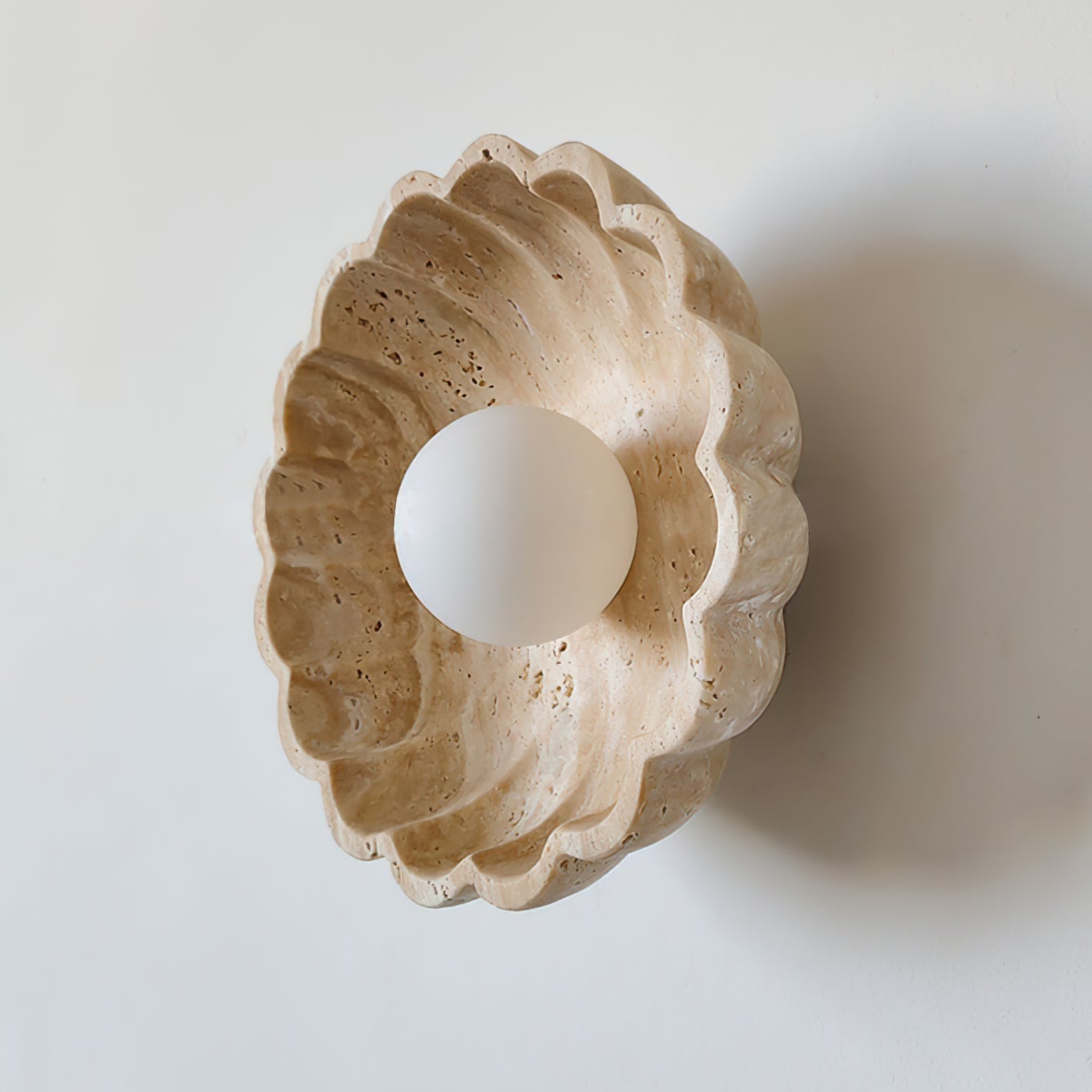 Ritta Wall Lamp Scalloped Travertine Shell - Letslighting