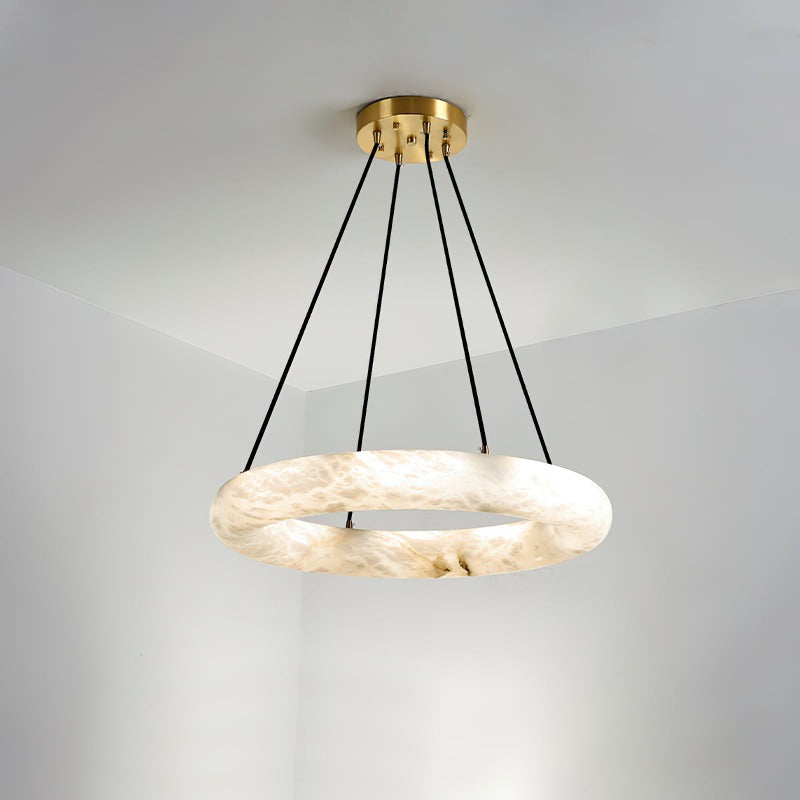 Alvynora Modern Minimalist Brass Alabaster Chandelier - Lamp Copper