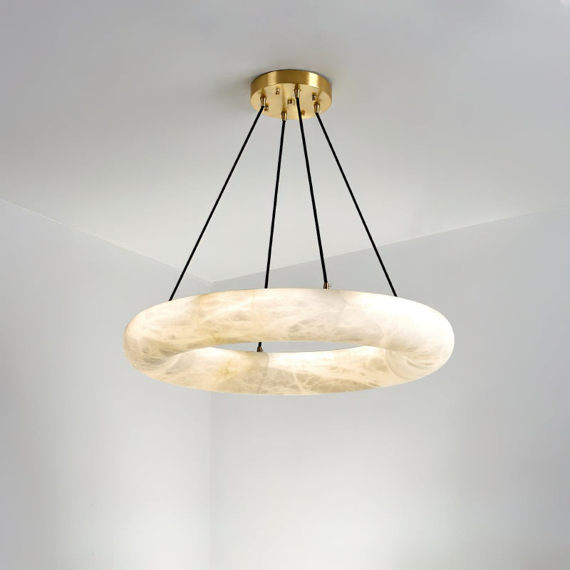 Alvynora Modern Minimalist Brass Alabaster Chandelier - Lamp Copper
