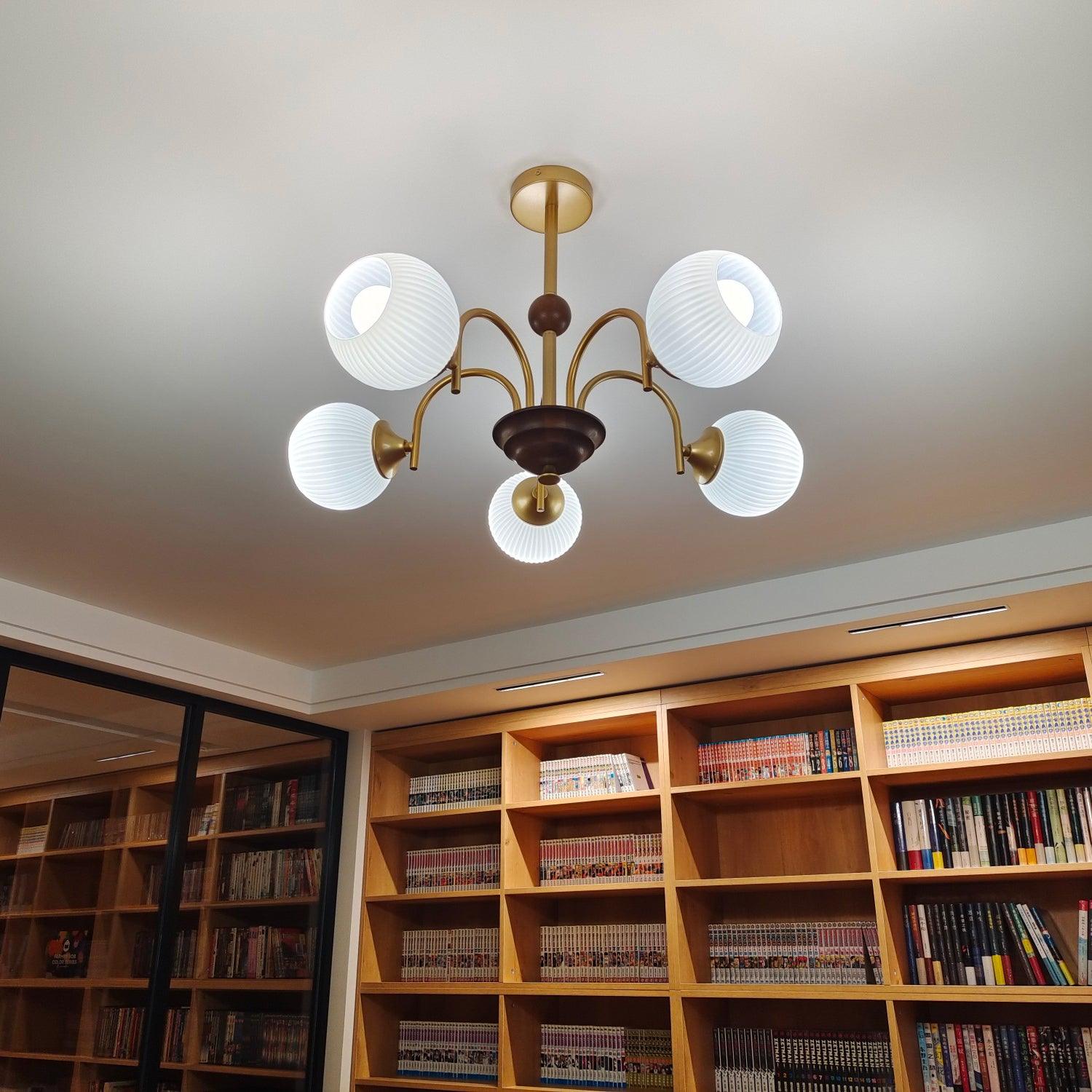 Sculptural Glass Ribbed Chandelier - Letslighting