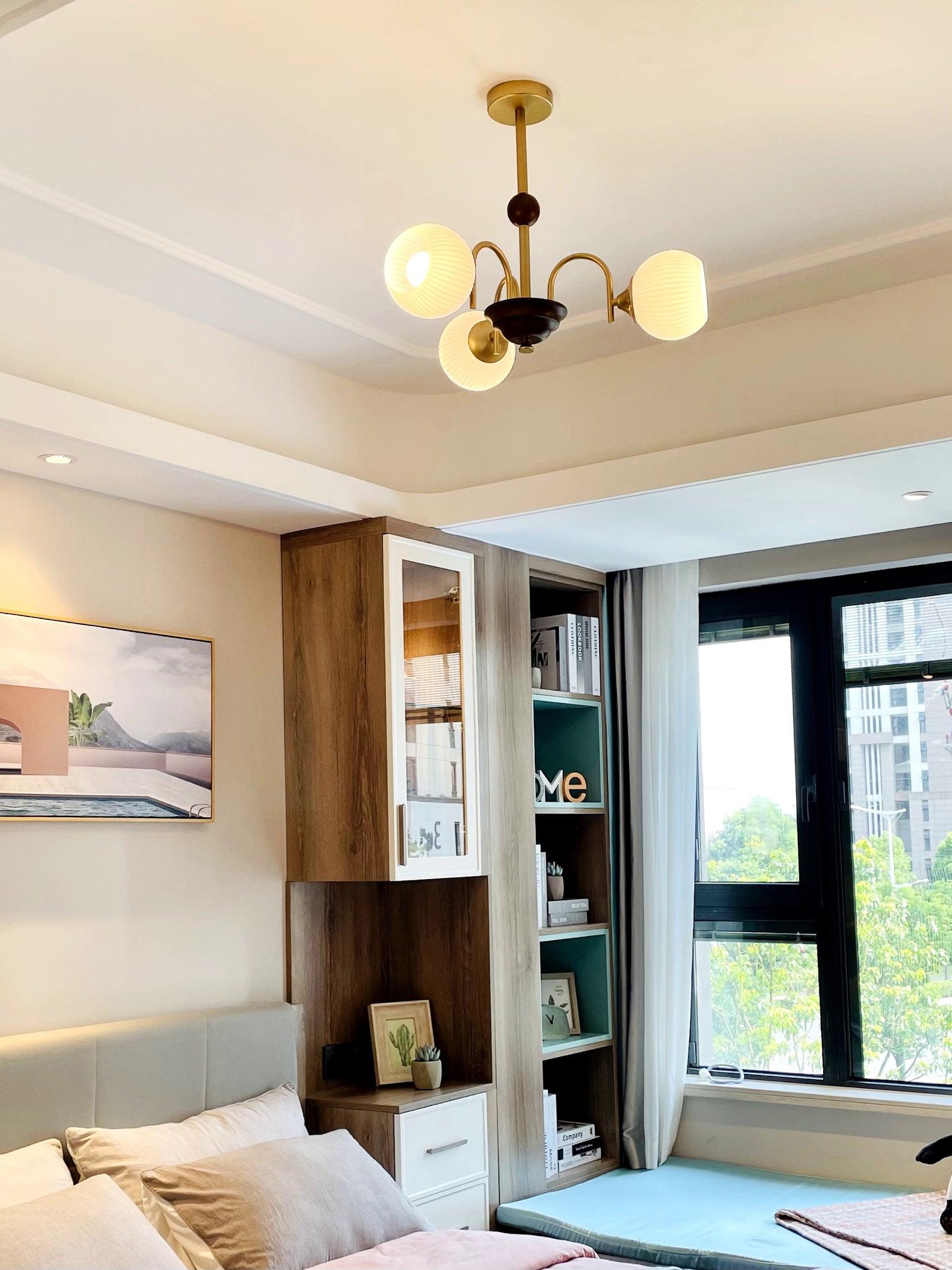 Sculptural Glass Ribbed Chandelier - Letslighting