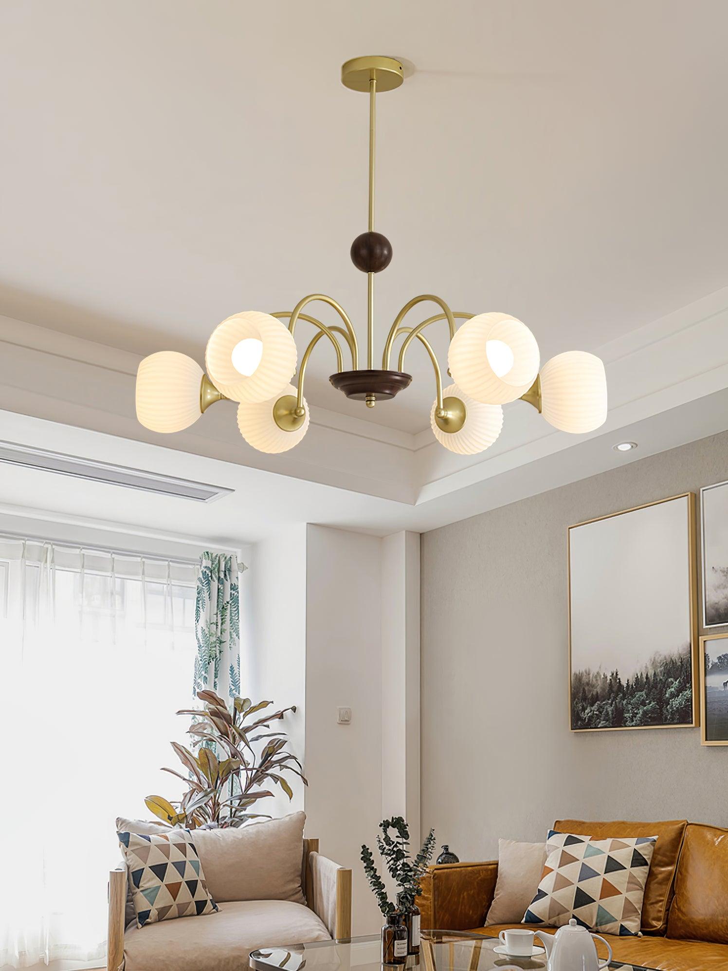 Sculptural Glass Ribbed Chandelier - Letslighting