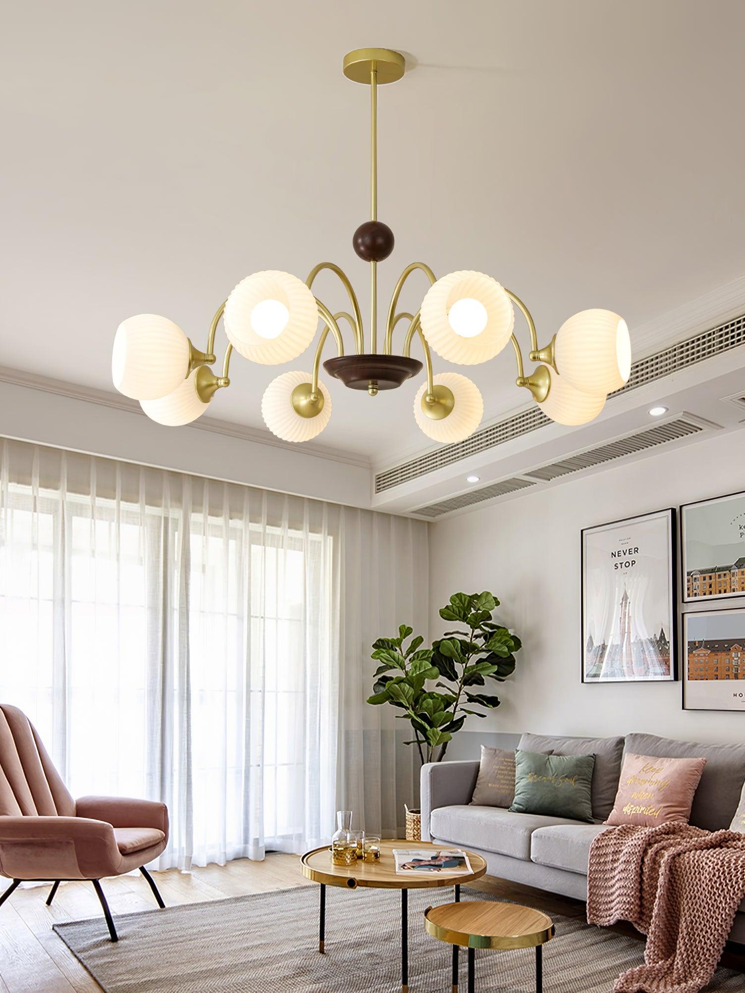 Sculptural Glass Ribbed Chandelier - Letslighting