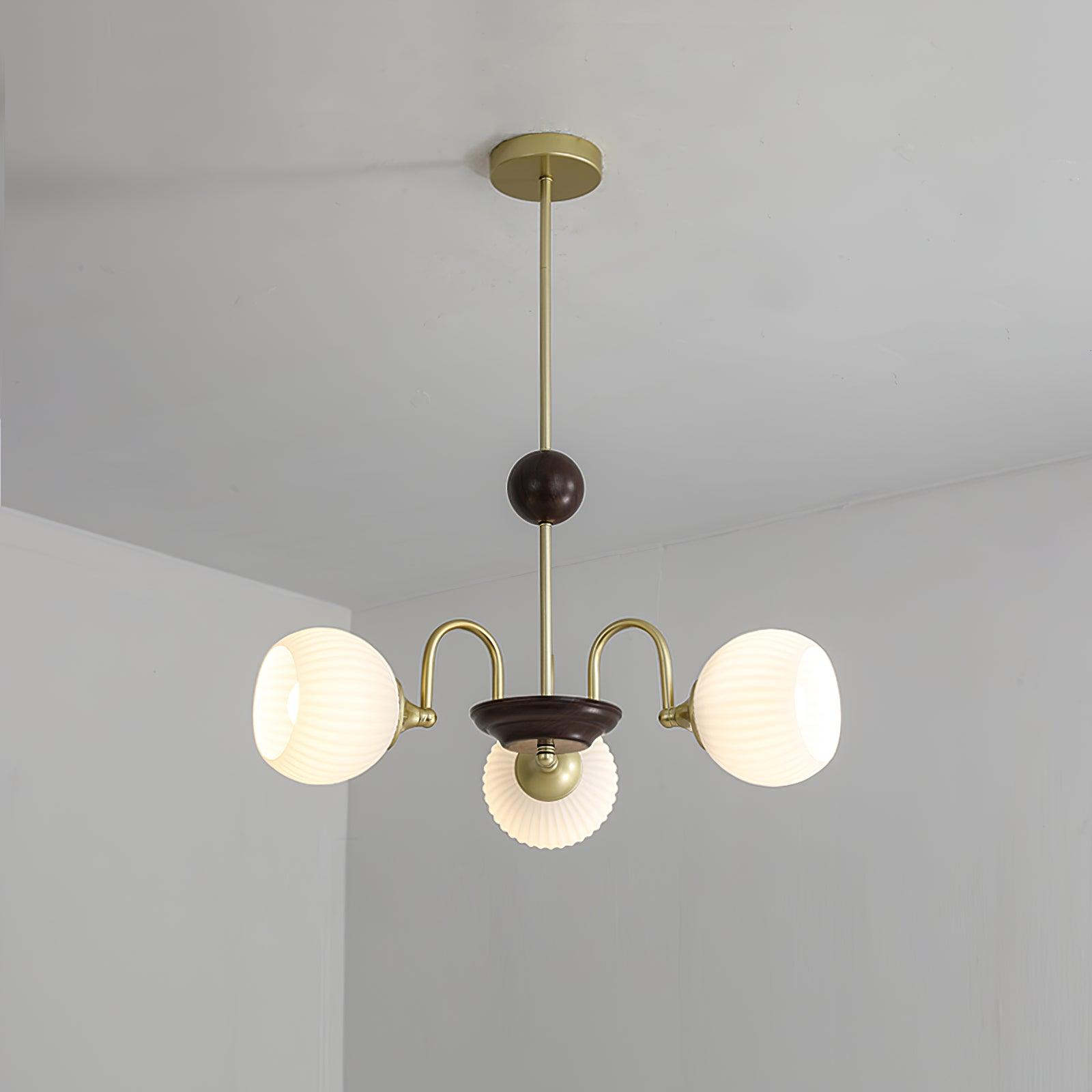Sculptural Glass Ribbed Chandelier - Letslighting