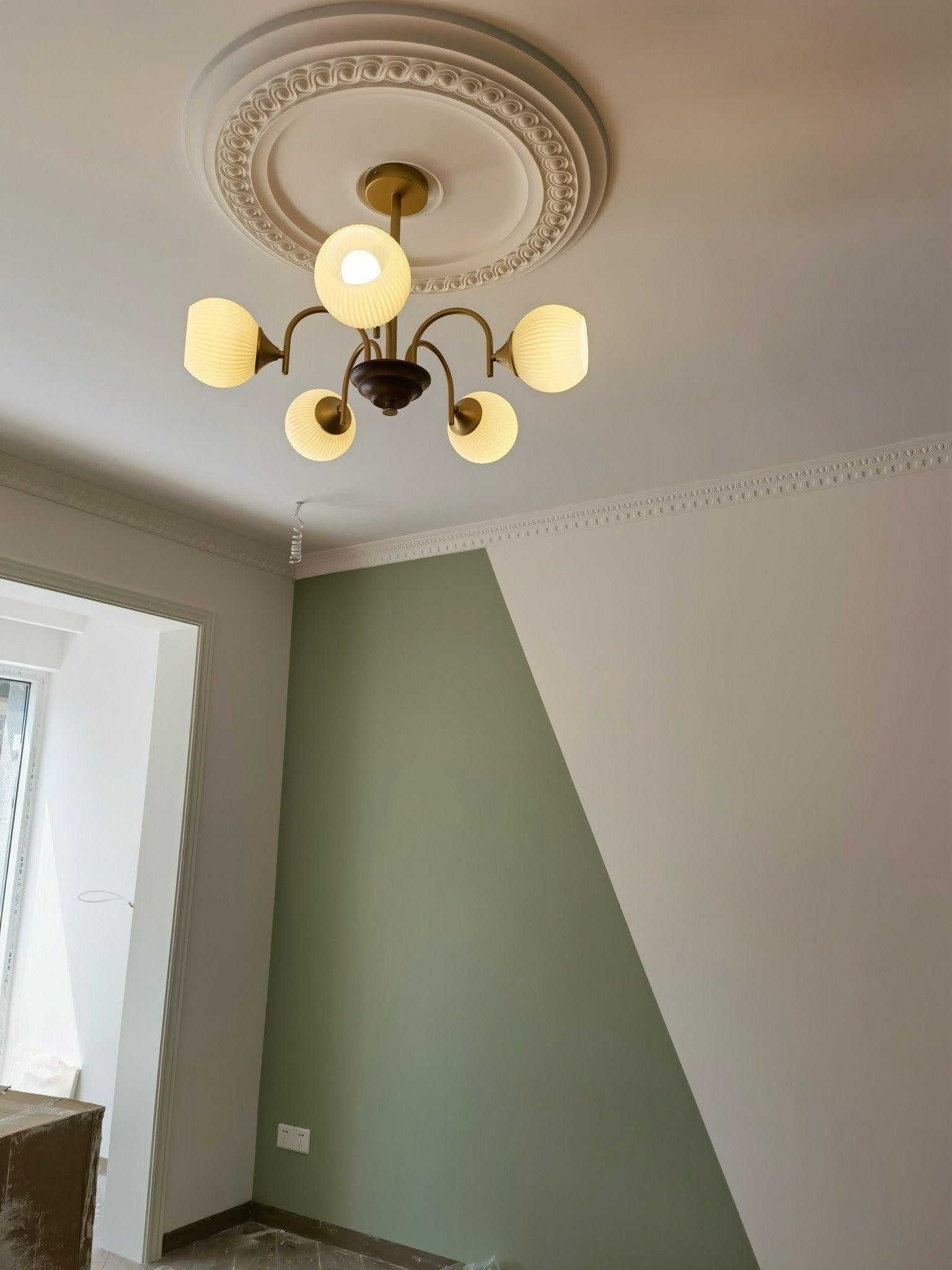 Sculptural Glass Ribbed Chandelier - Letslighting
