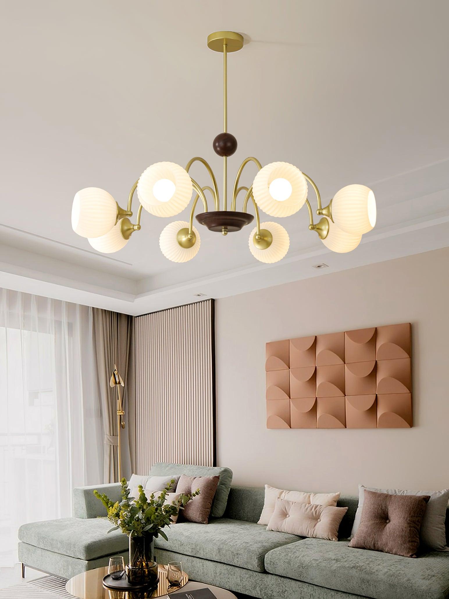 Sculptural Glass Ribbed Chandelier - Letslighting