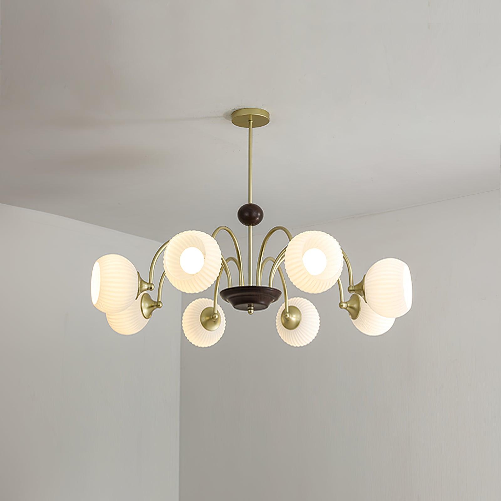 Sculptural Glass Ribbed Chandelier - Letslighting