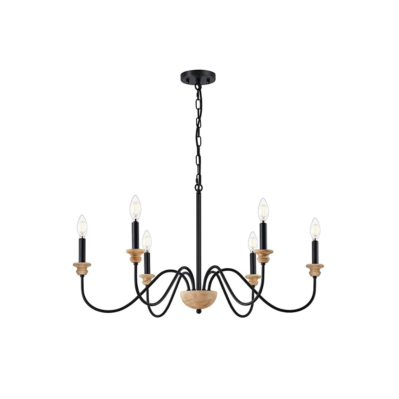 Zalaeira Vintage Industrial Traditional Wooden Metal Chandelier - Lamp Copper