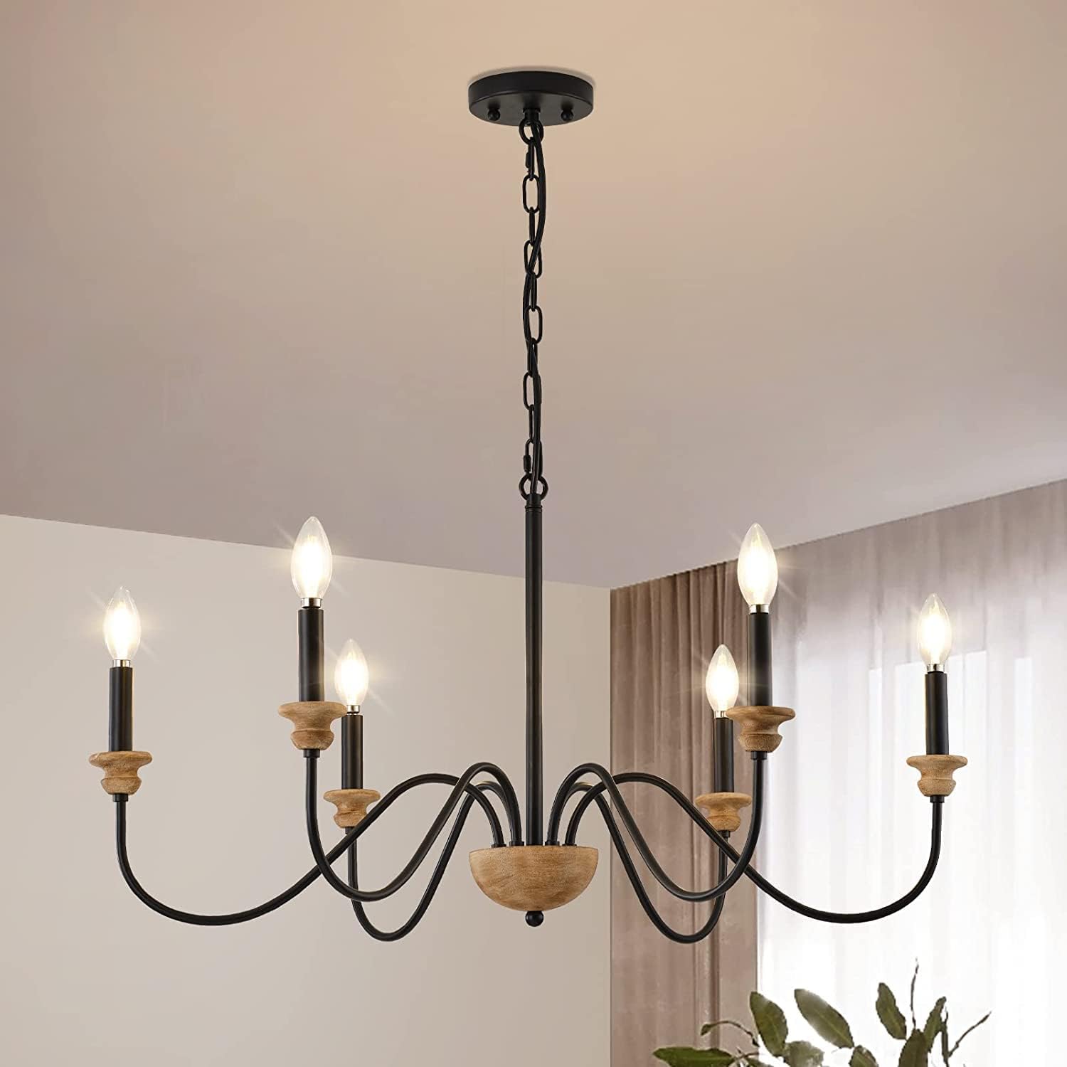 Zalaeira Vintage Industrial Traditional Wooden Metal Chandelier - Lamp Copper