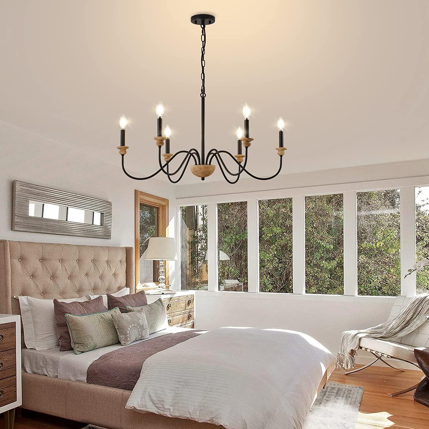 Zalaeira Vintage Industrial Traditional Wooden Metal Chandelier - Lamp Copper