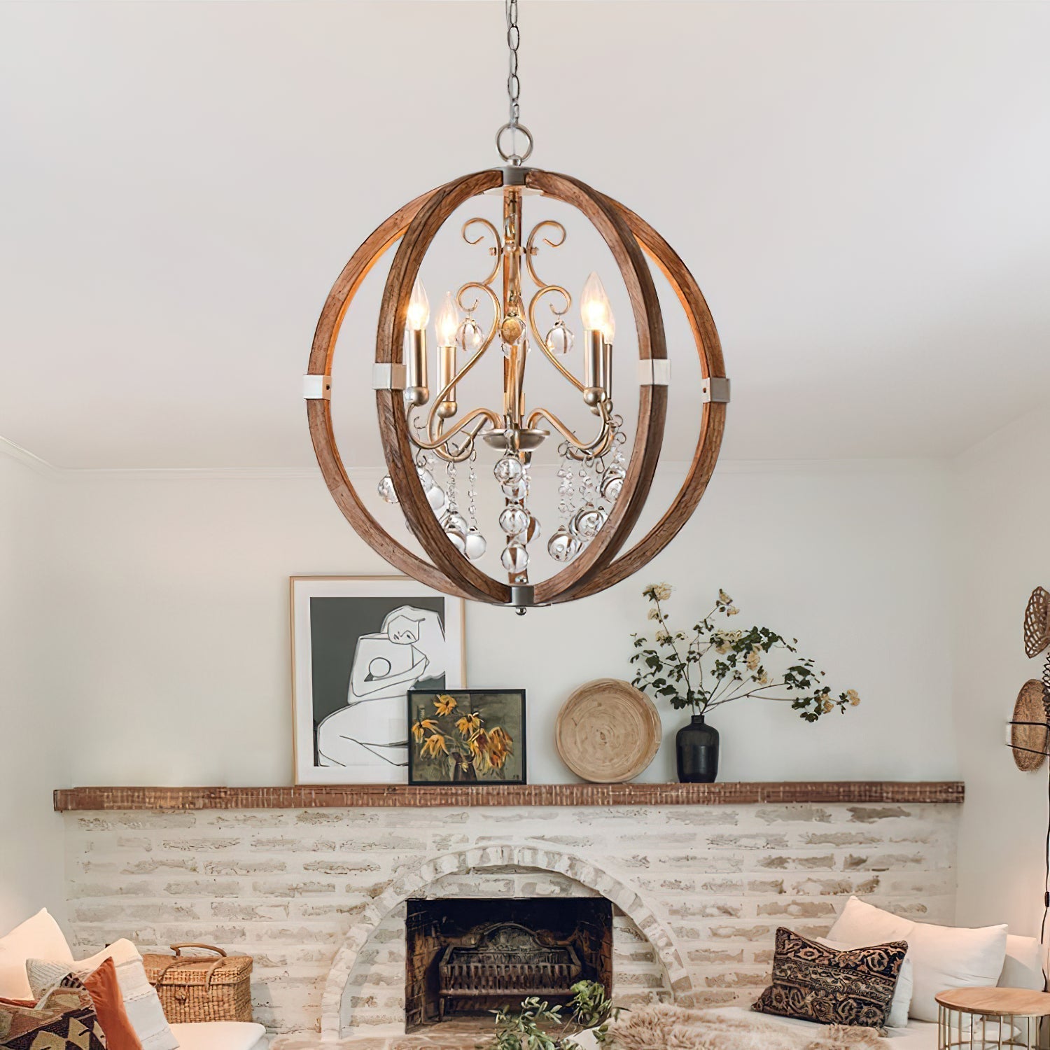 Oltheyra Premium Elegance Wooden Metal Pendant Lamp - Lamp Copper