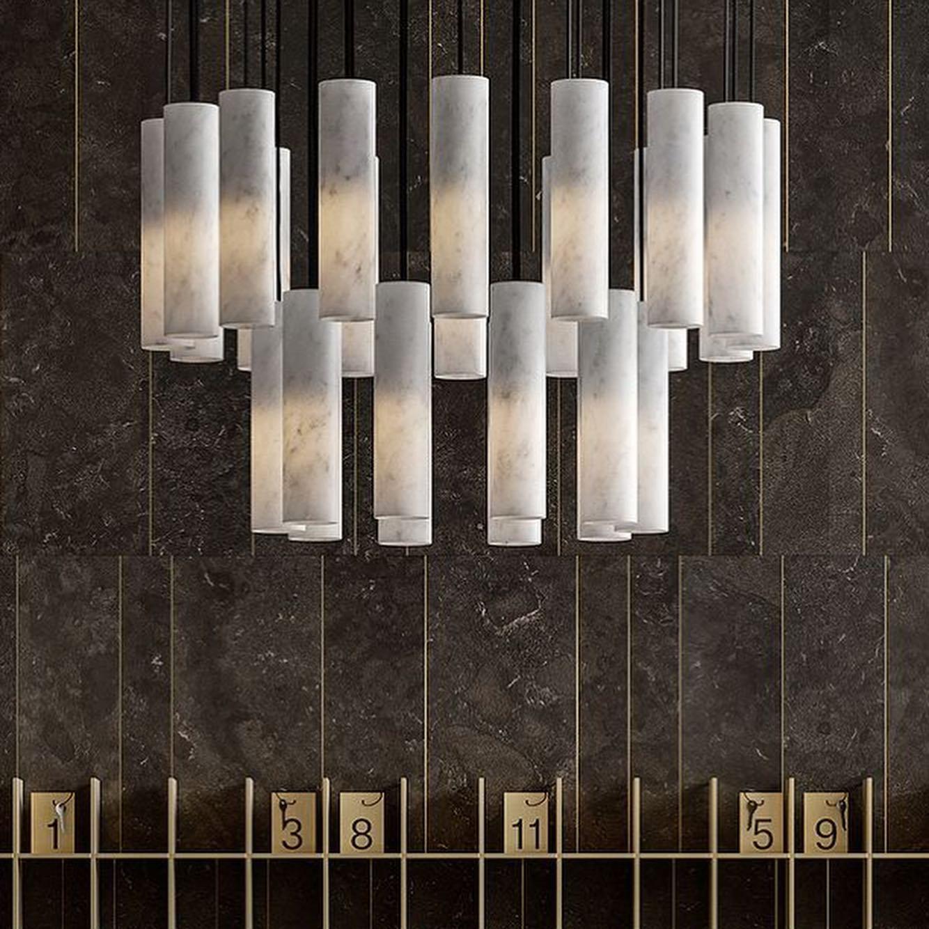 Nyxara Cluster Alabaster Pendant Light Staircase - Letslighting