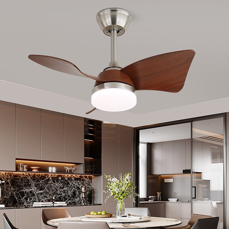 Ventilador de Techo Arden Minimalista de Madera Negra con Luz desde un ángulo diferente
