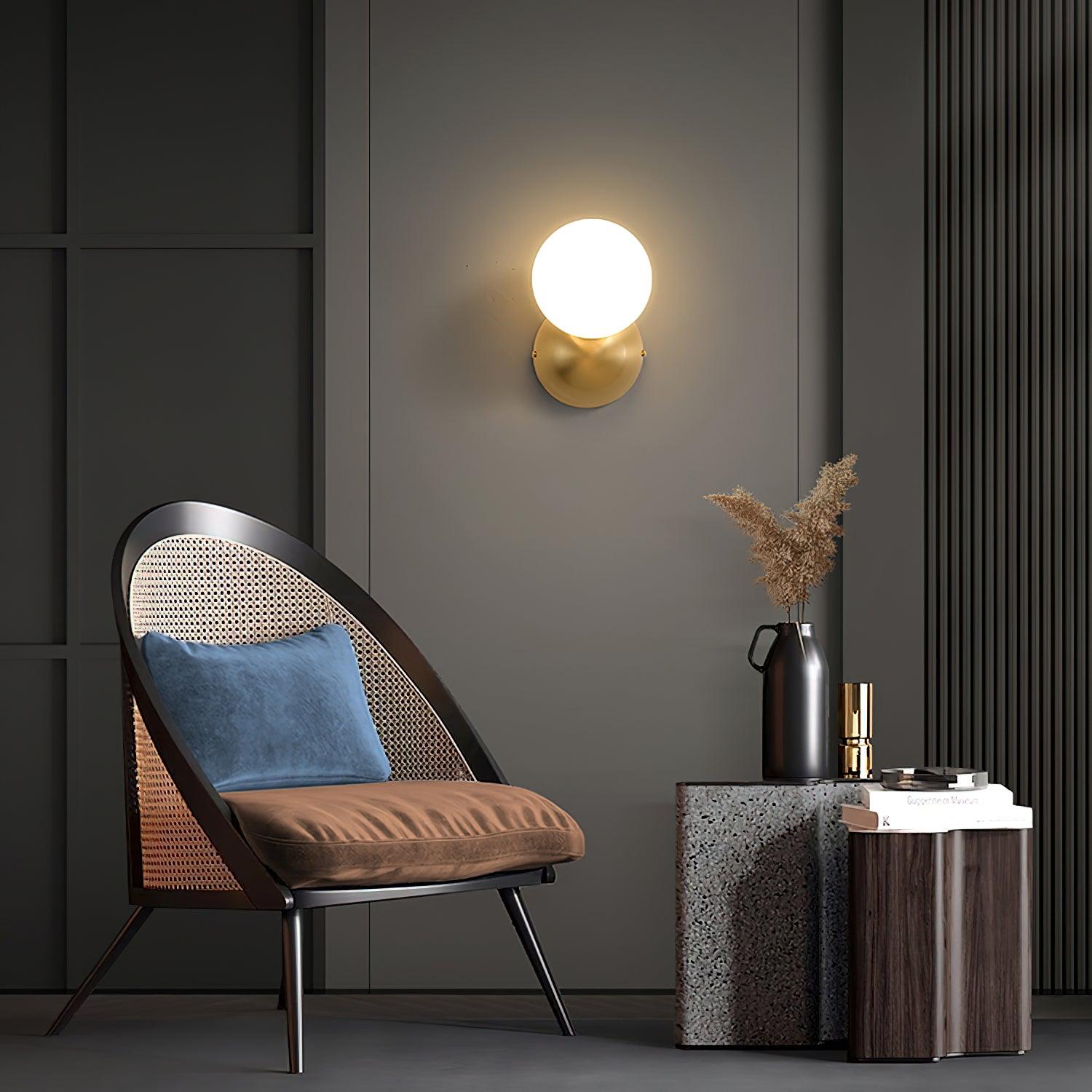 Lysola Sphere Glass Brass Wall Light - Letslighting